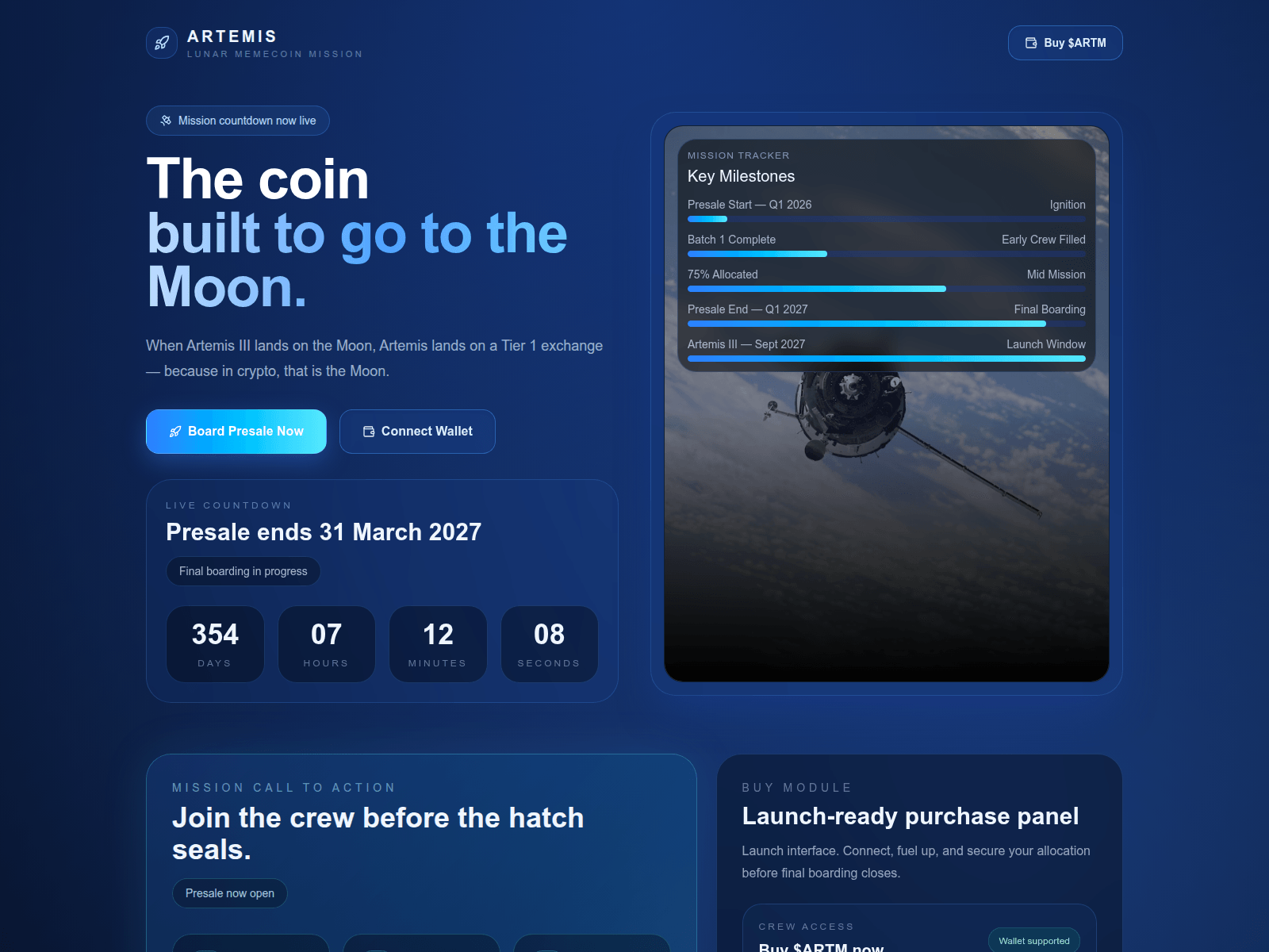 Screenshot of artemis3.io