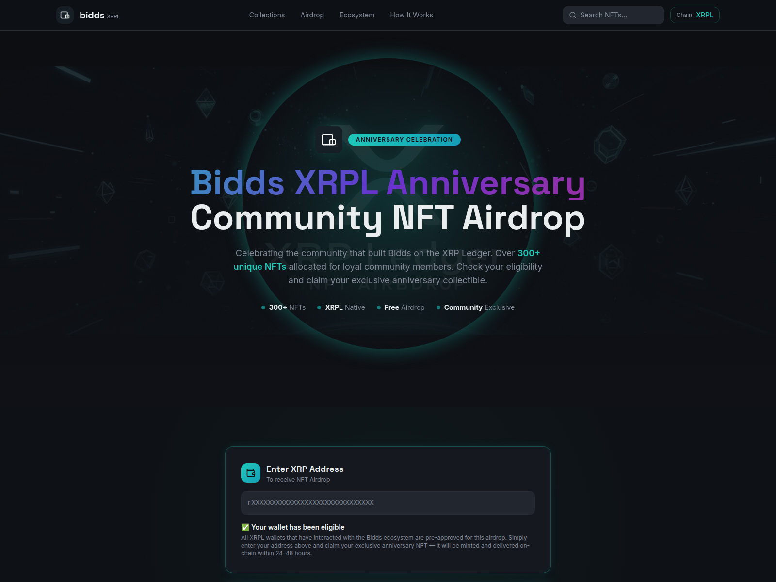 Screenshot of biddsxrpl.com