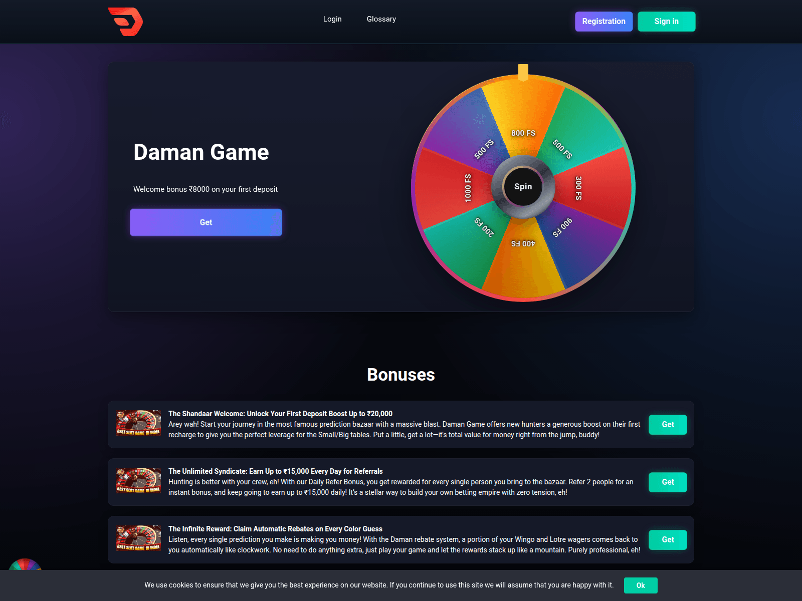 Screenshot of damangame-casino-in.com