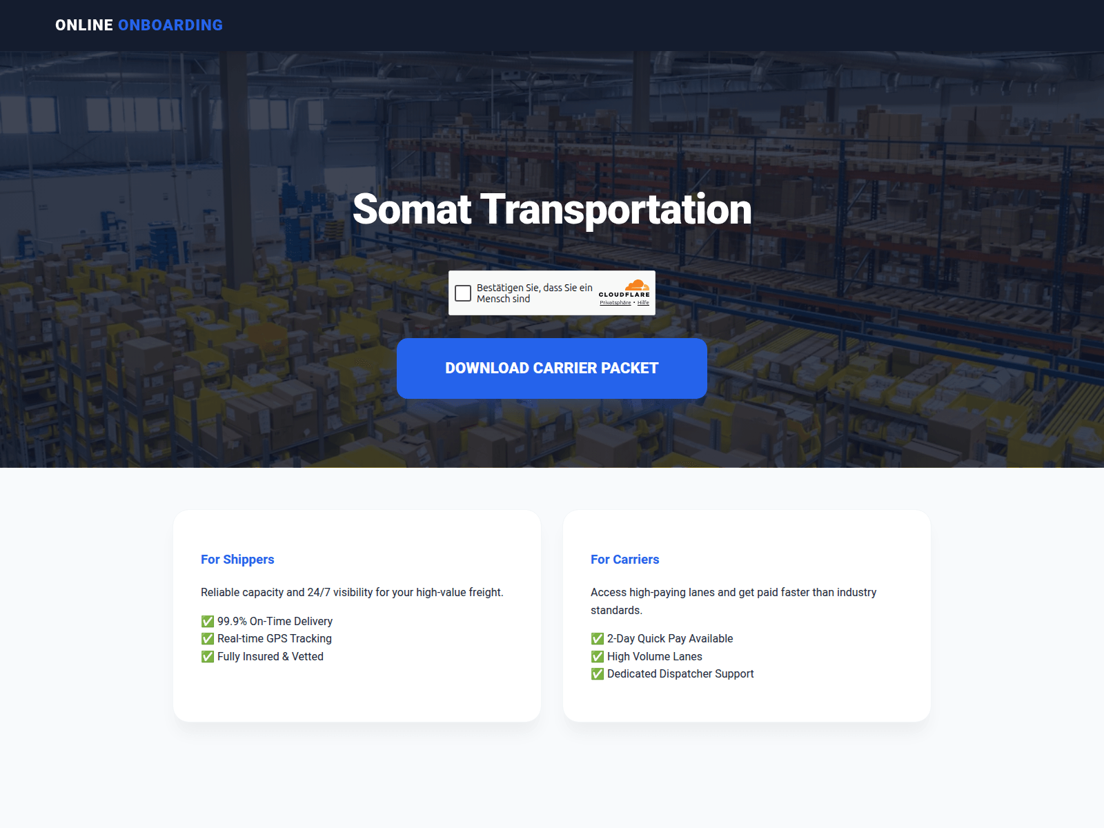 Screenshot of loadpacket.com