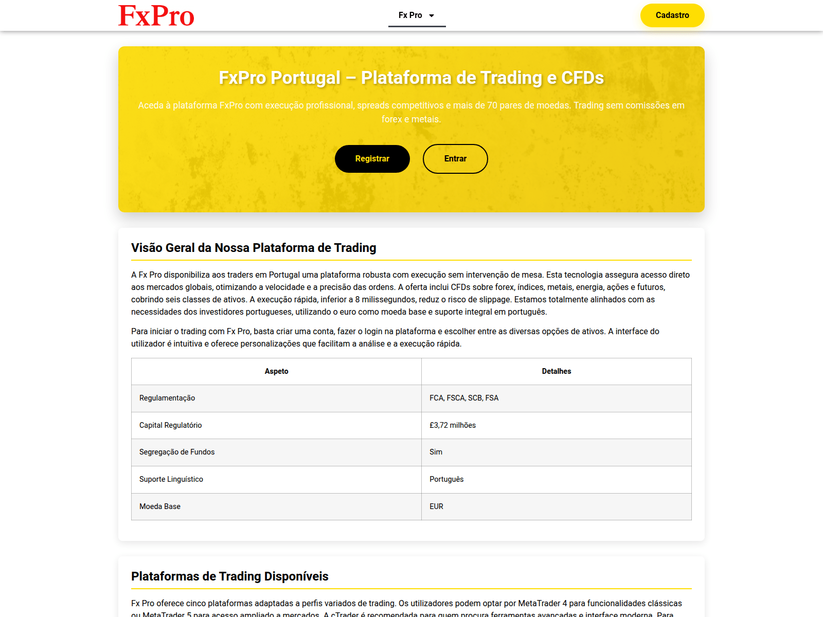 Screenshot of fxtrade-portugal.com