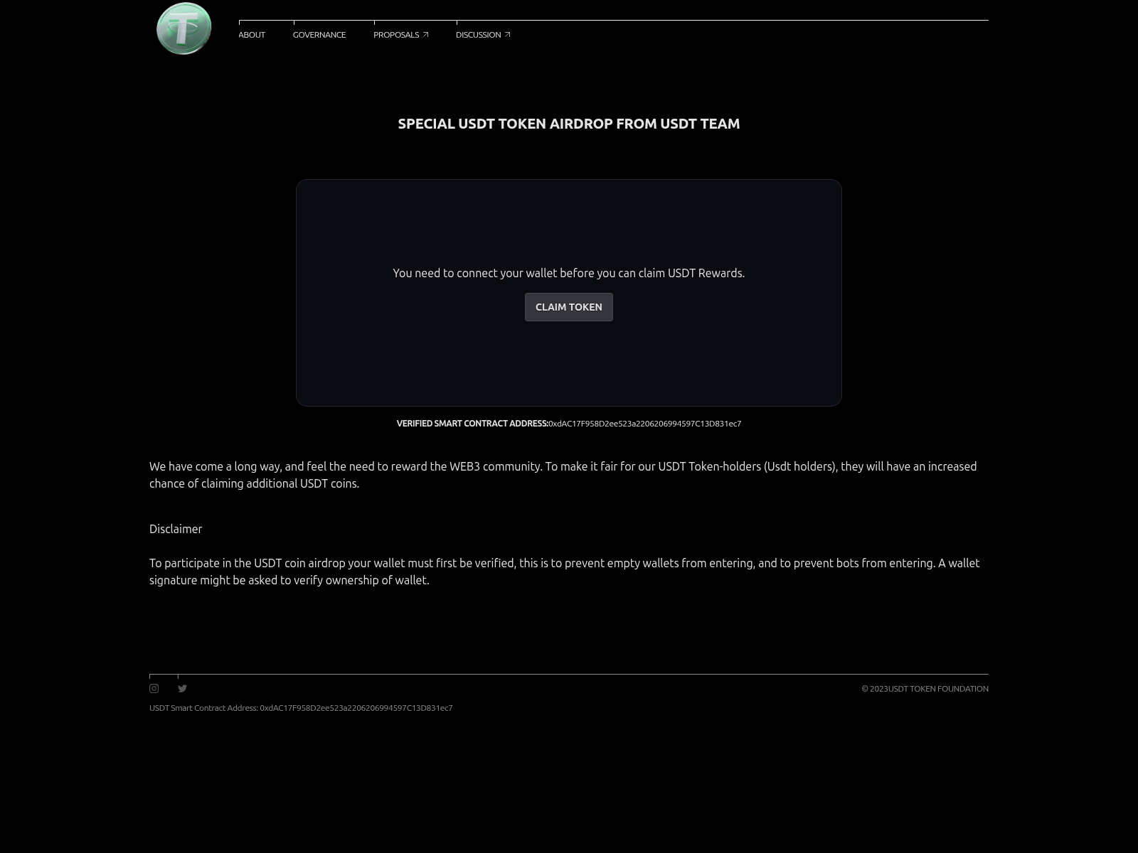 Screenshot of tethergives.pages.dev
