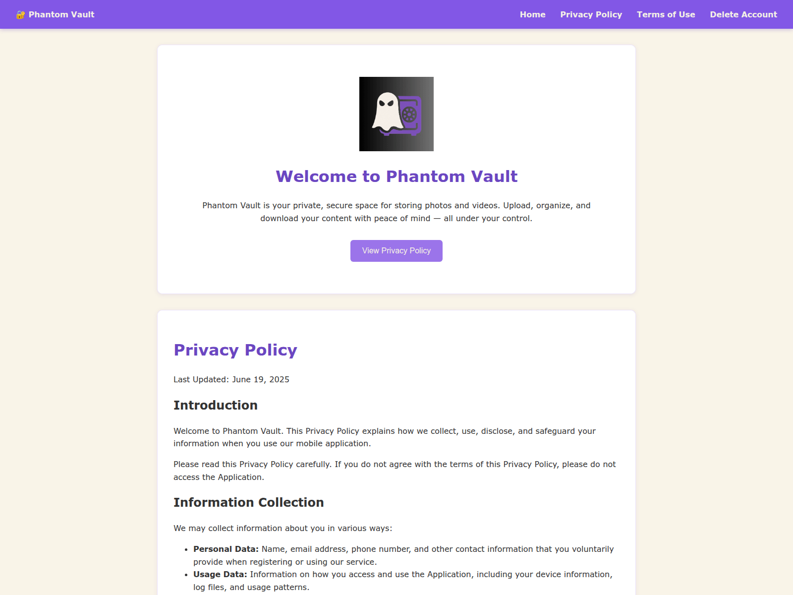 Screenshot of phantomvault.pages.dev