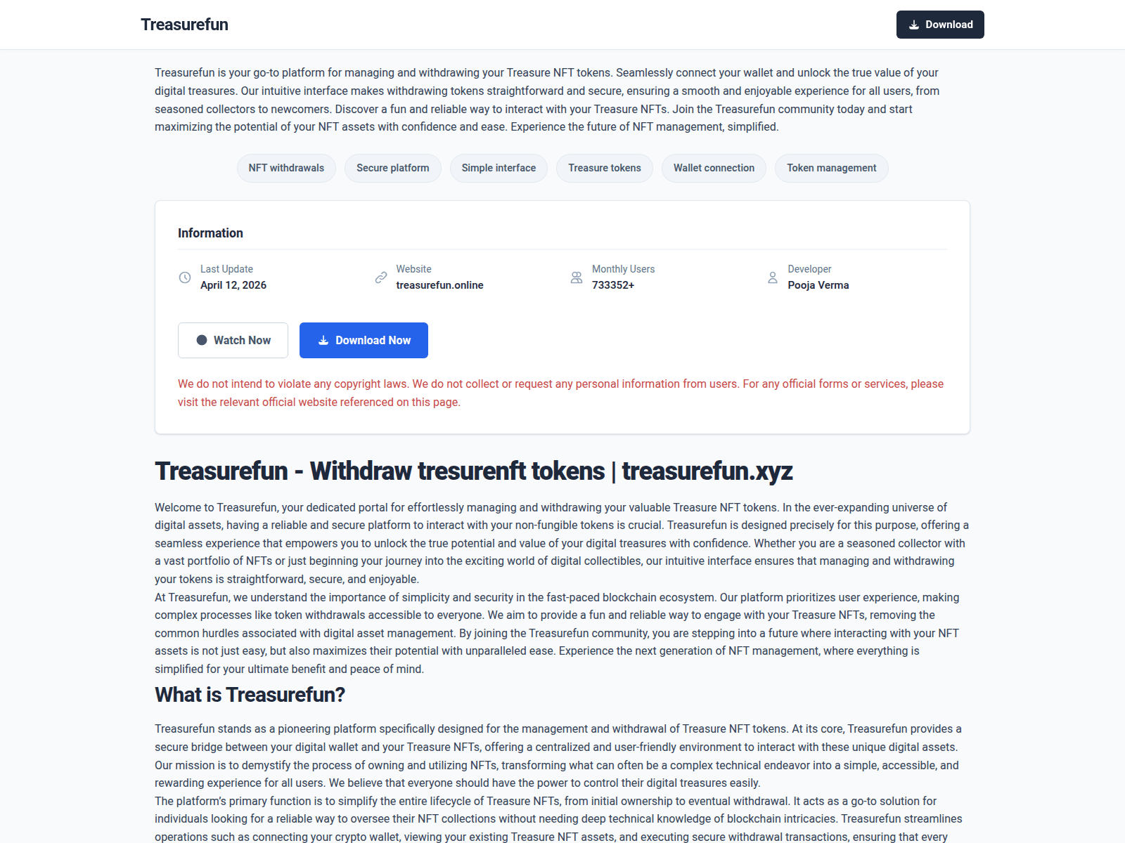 Screenshot of treasurefun.online
