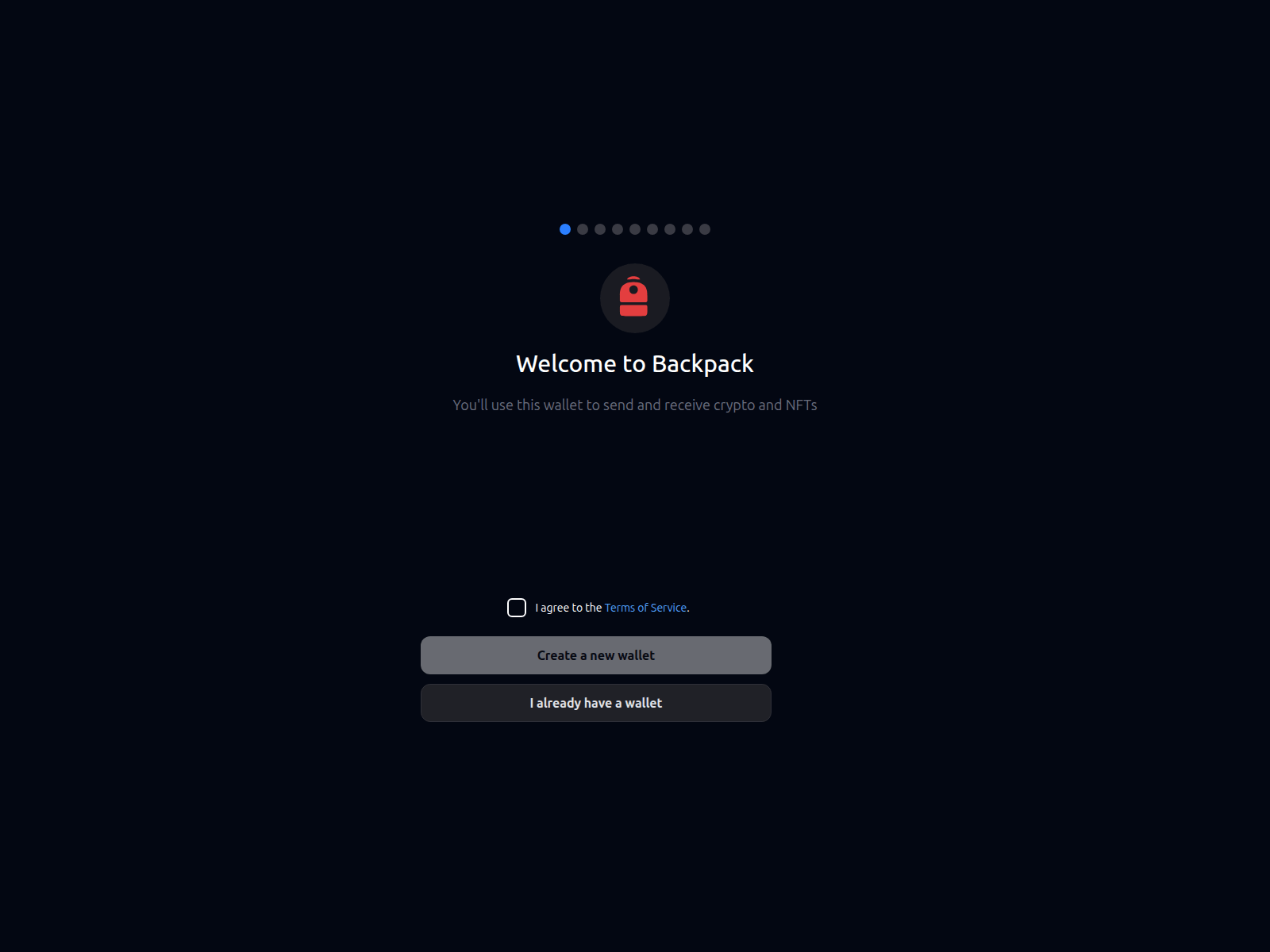 Screenshot of www.backpackwallet.xyz
