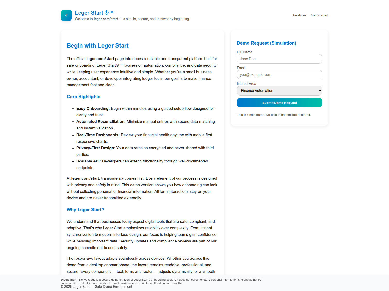 Screenshot of start--ledgrecom--edge.pages.dev