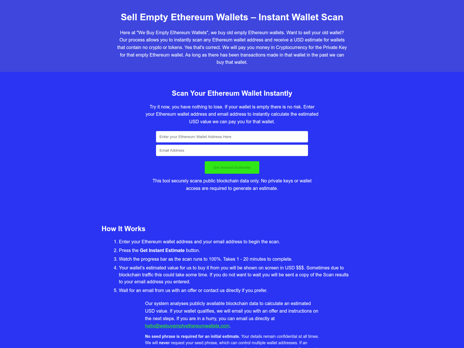 Screenshot of webuyemptyethereumwallets.com