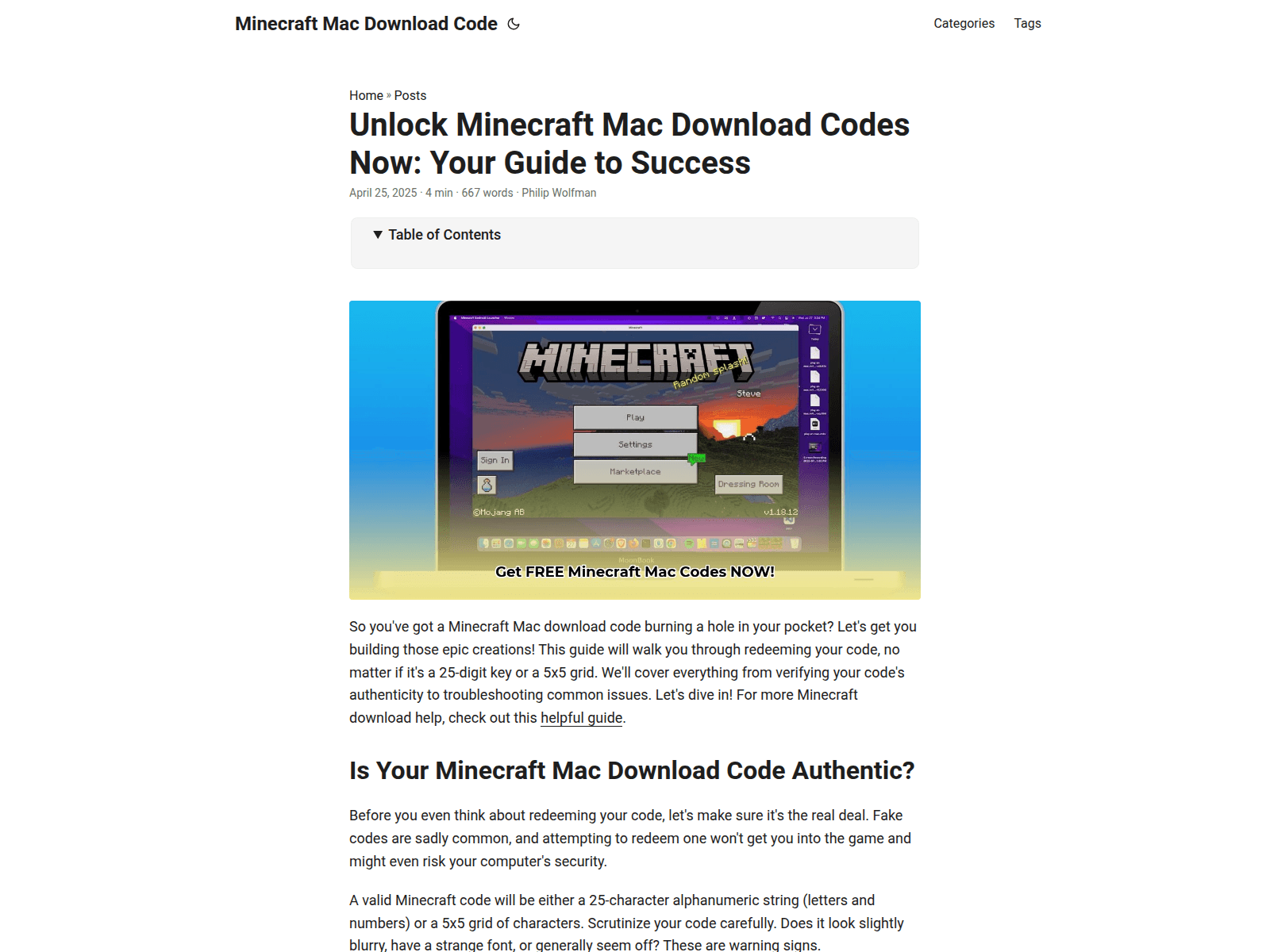 Screenshot of minecraft-mac-download-code.pages.dev