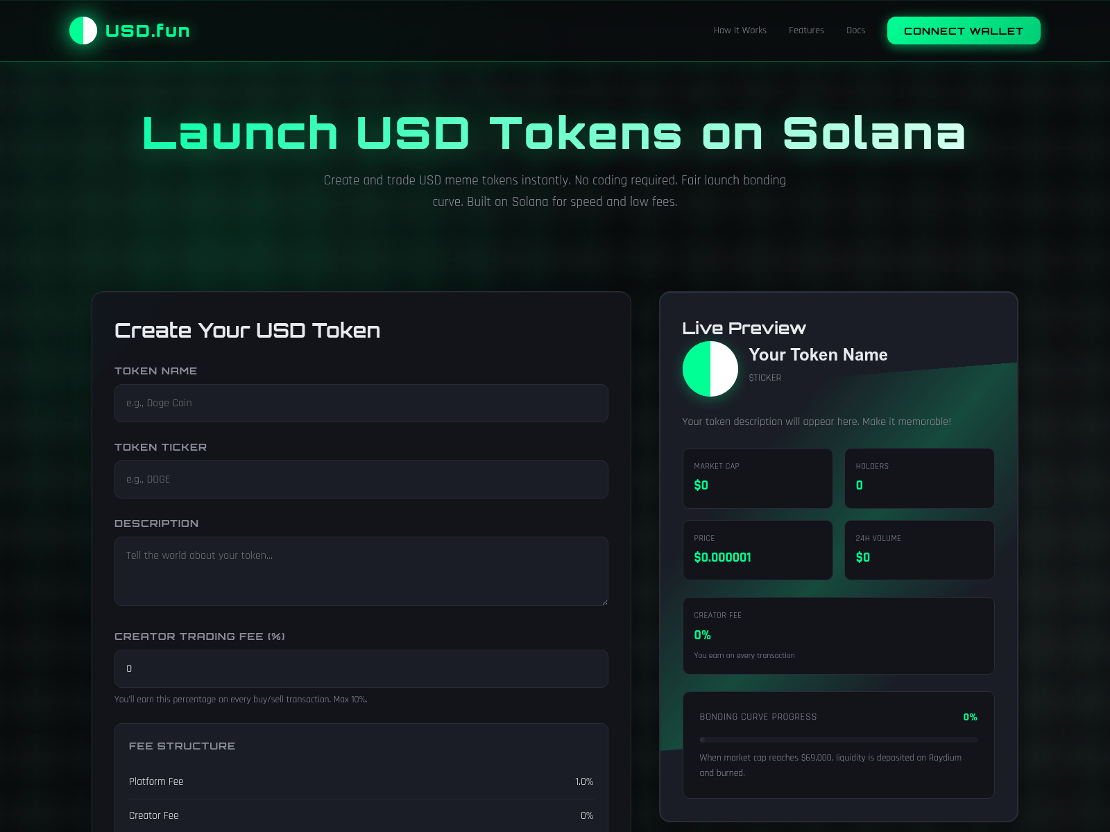 Screenshot of launchusd.fun