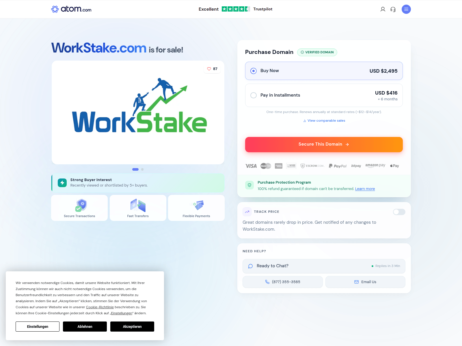 Screenshot of workstake.com