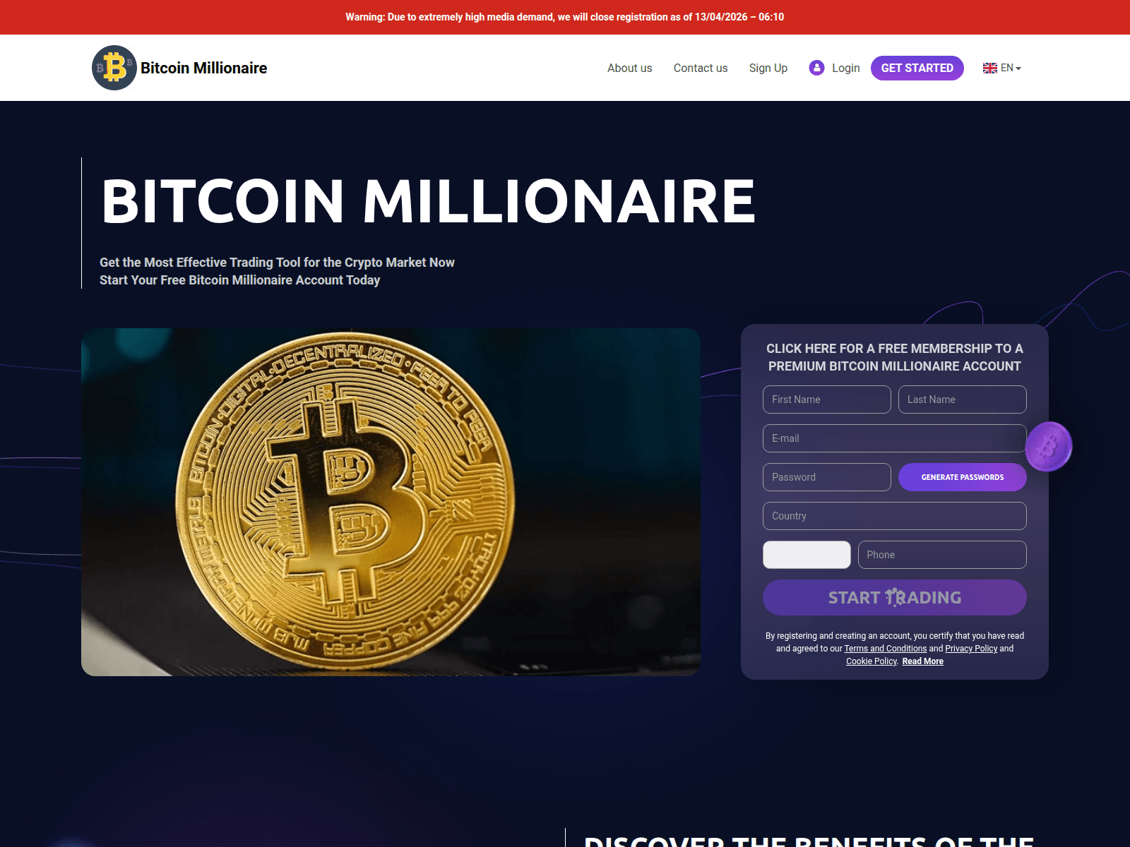 Screenshot of the-bitcoin-millionaireapp.trackfinanceworld.com