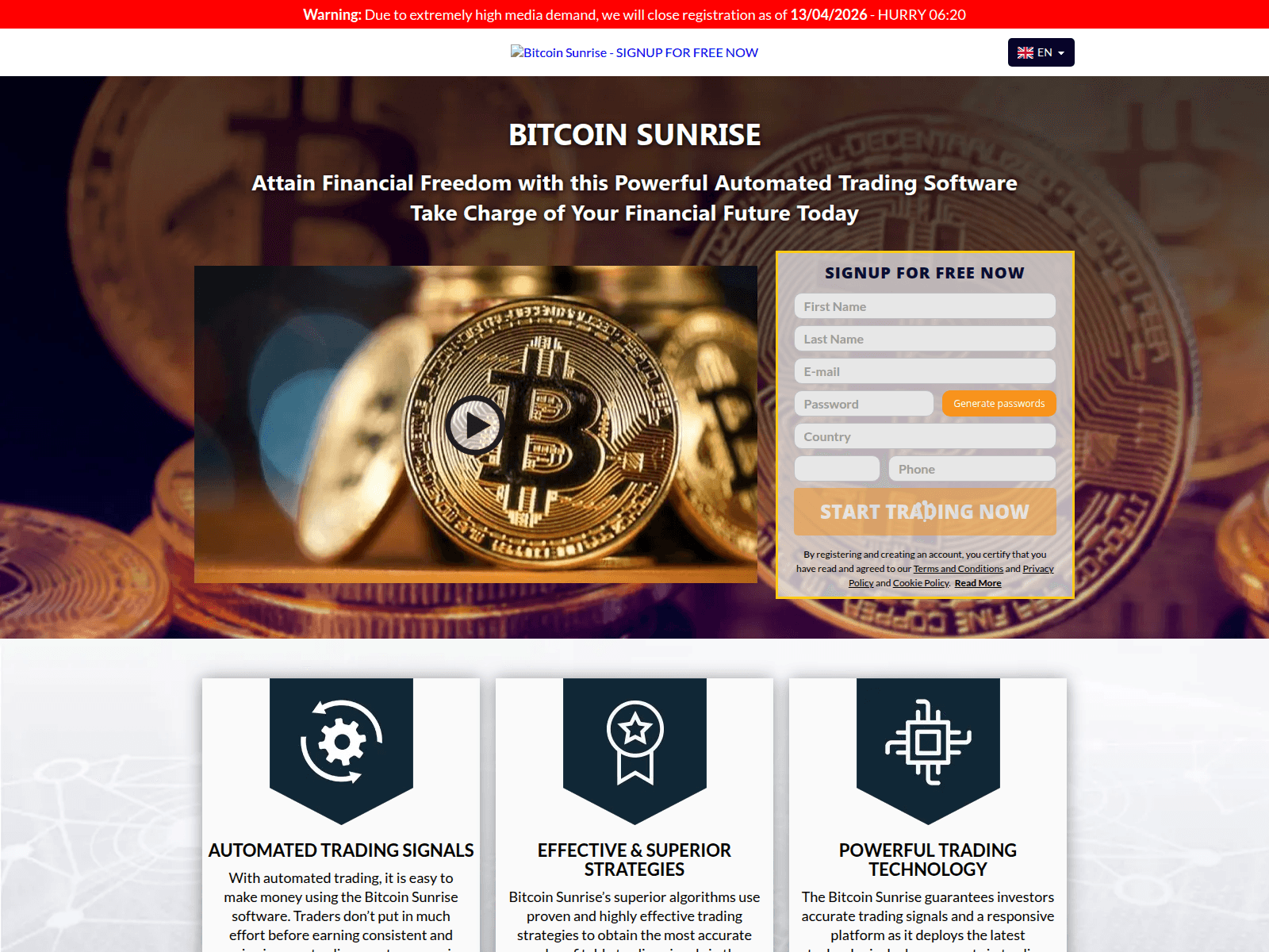 Screenshot of bitcoin-sunrise.trackfinanceworld.com