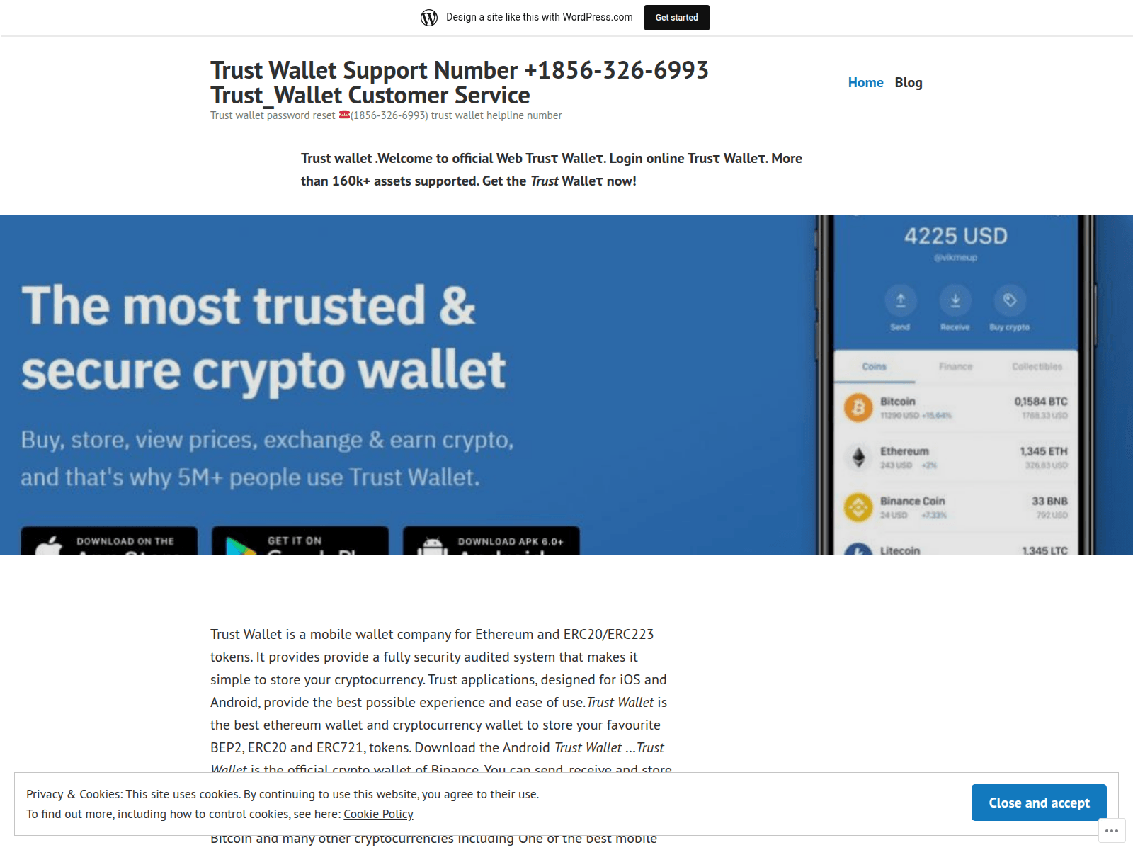 Screenshot of trustwalletsupport885169287.wordpress.com