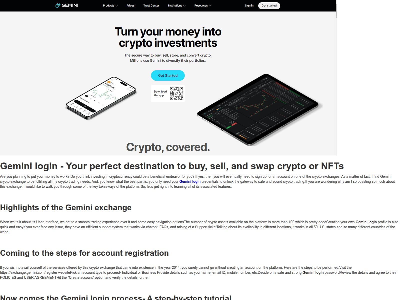 Screenshot of gemintlogin.webflow.io