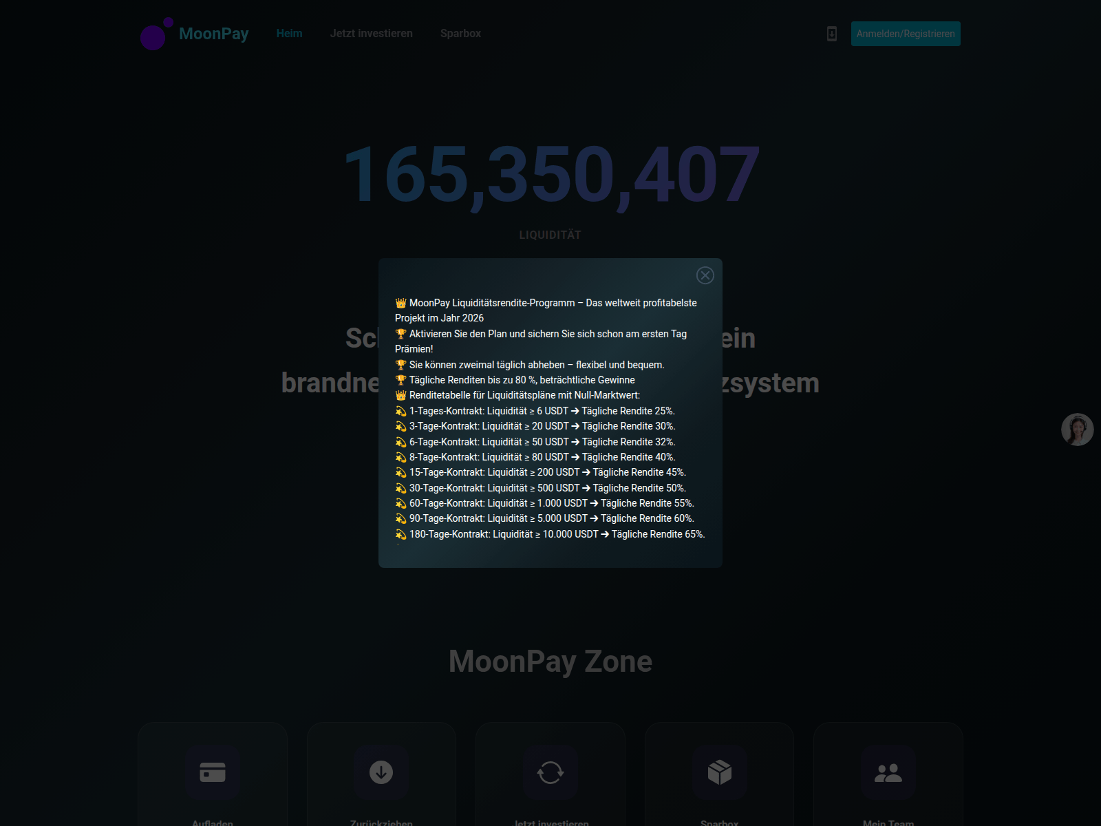 Screenshot of moonpaypool.one