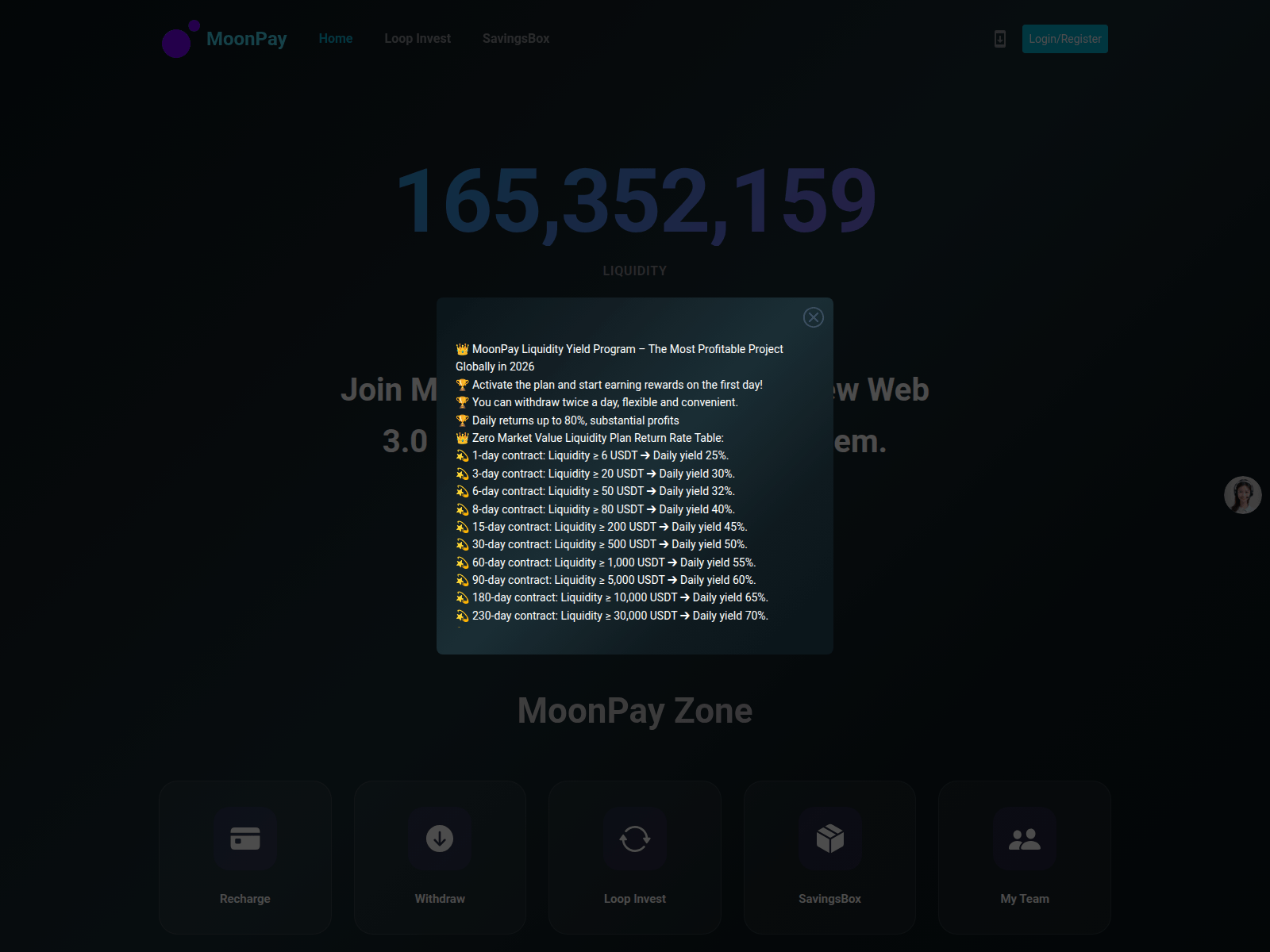 Screenshot of moonpaypool.com