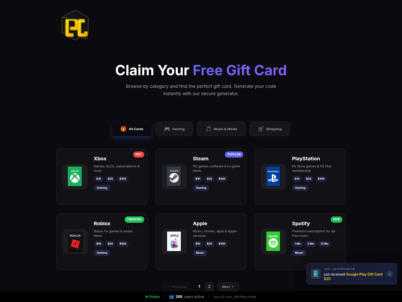 Screenshot of azgiftz.click