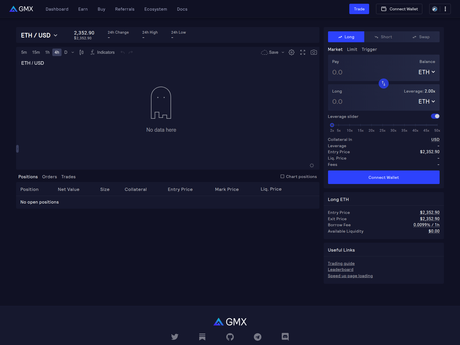 Screenshot of gmx-interface-with-etherspot-prime-sdk.pages.dev