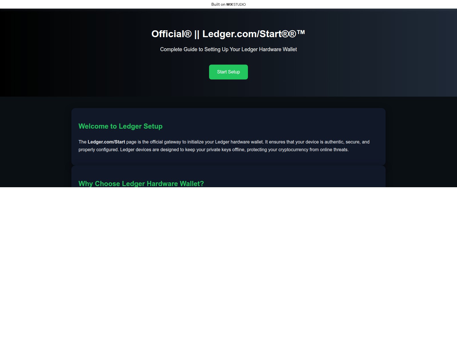 Screenshot of homepage-started.wixstudio.com