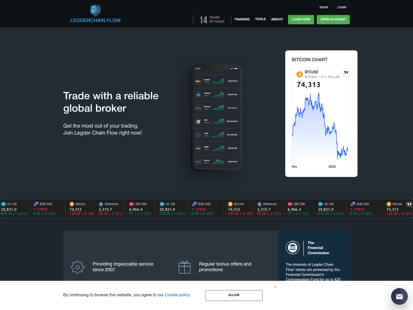 Screenshot of ledgerchainflow.net