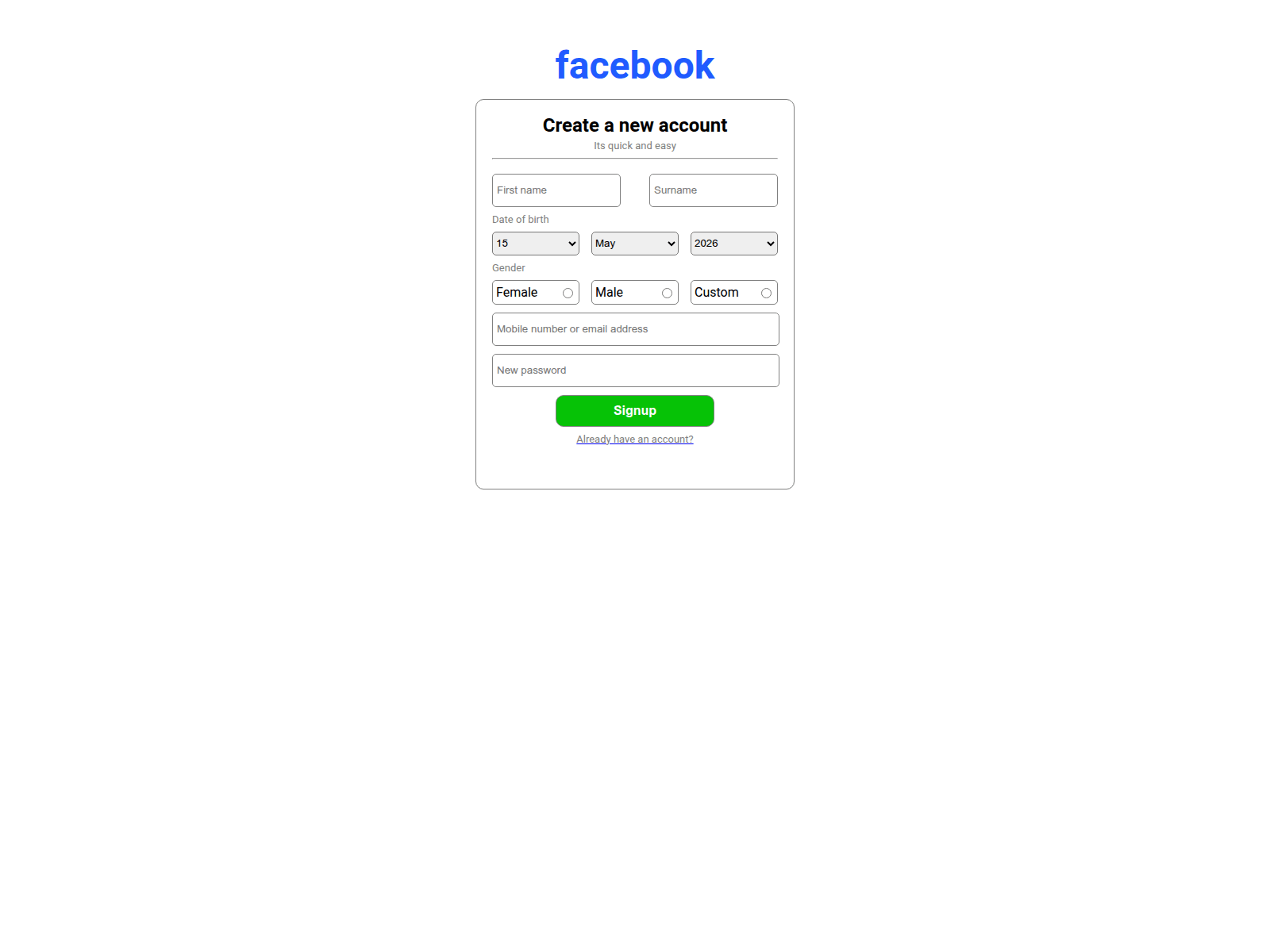 Screenshot of facebook-clone-rho-six.vercel.app