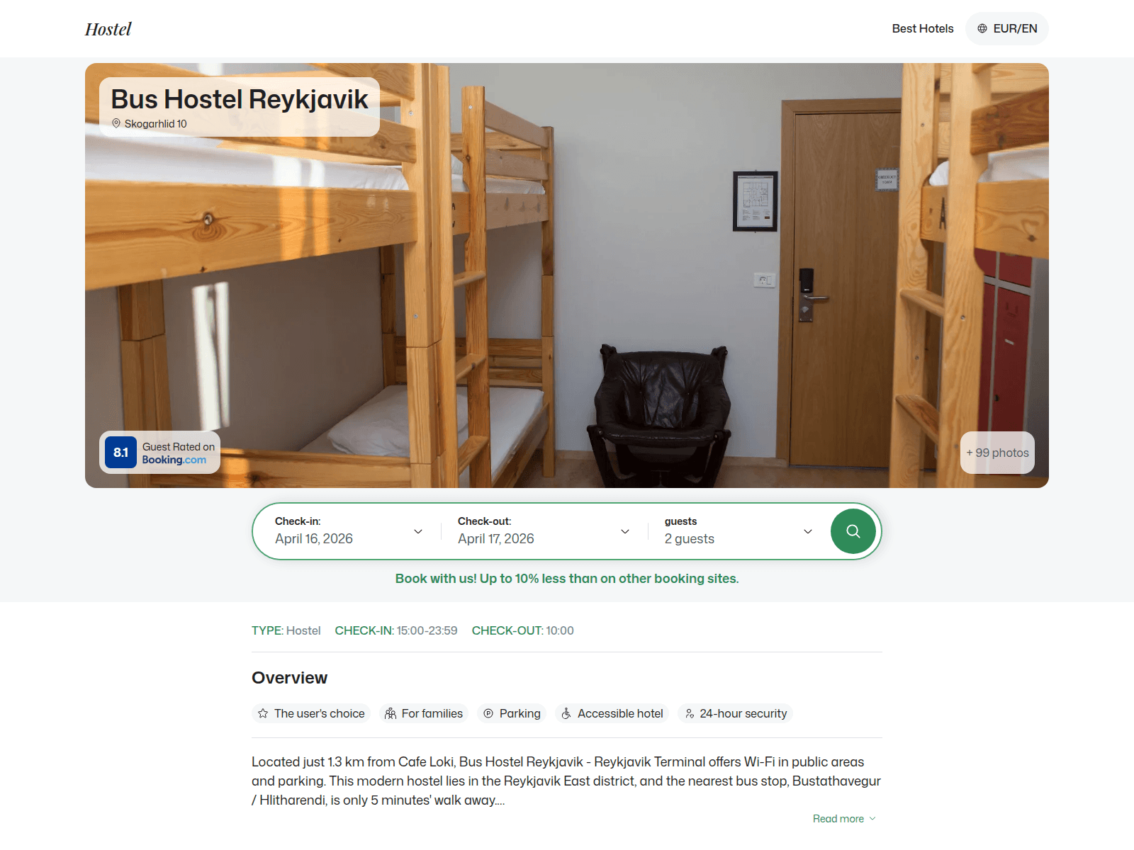 Screenshot of busreykjavik.hostel.club