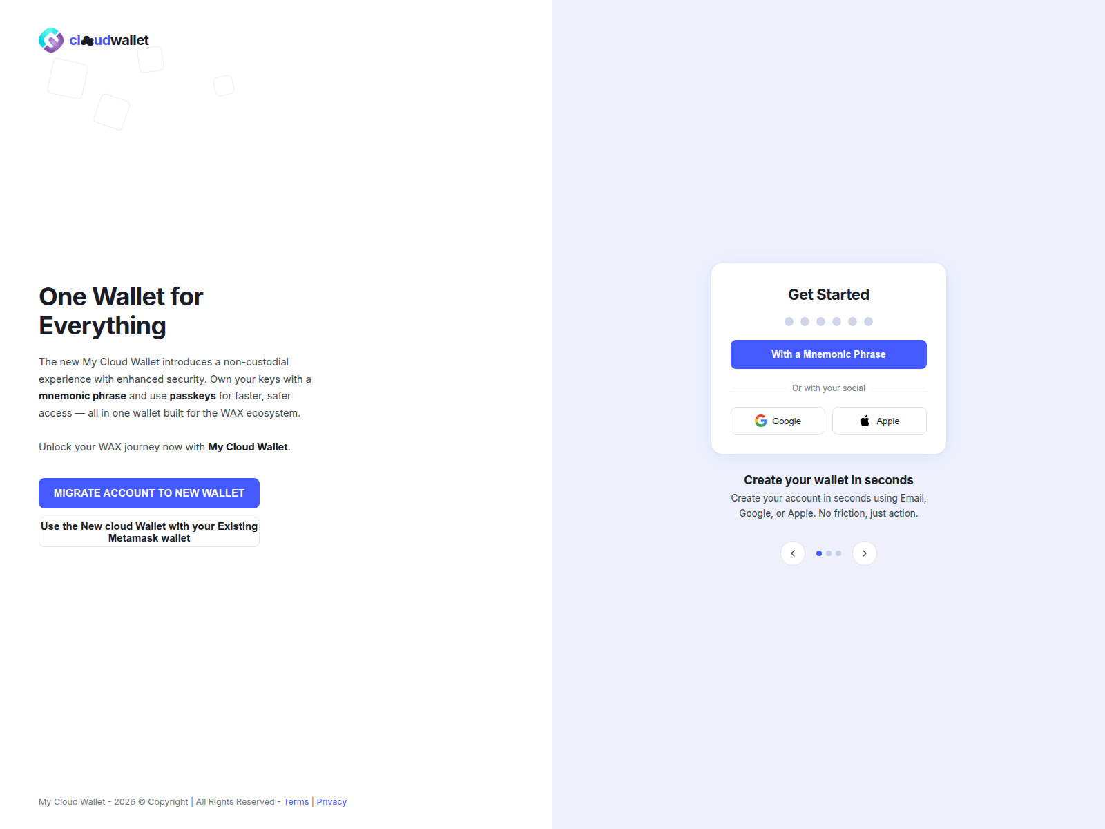 Screenshot of mycloudwallets.vercel.app