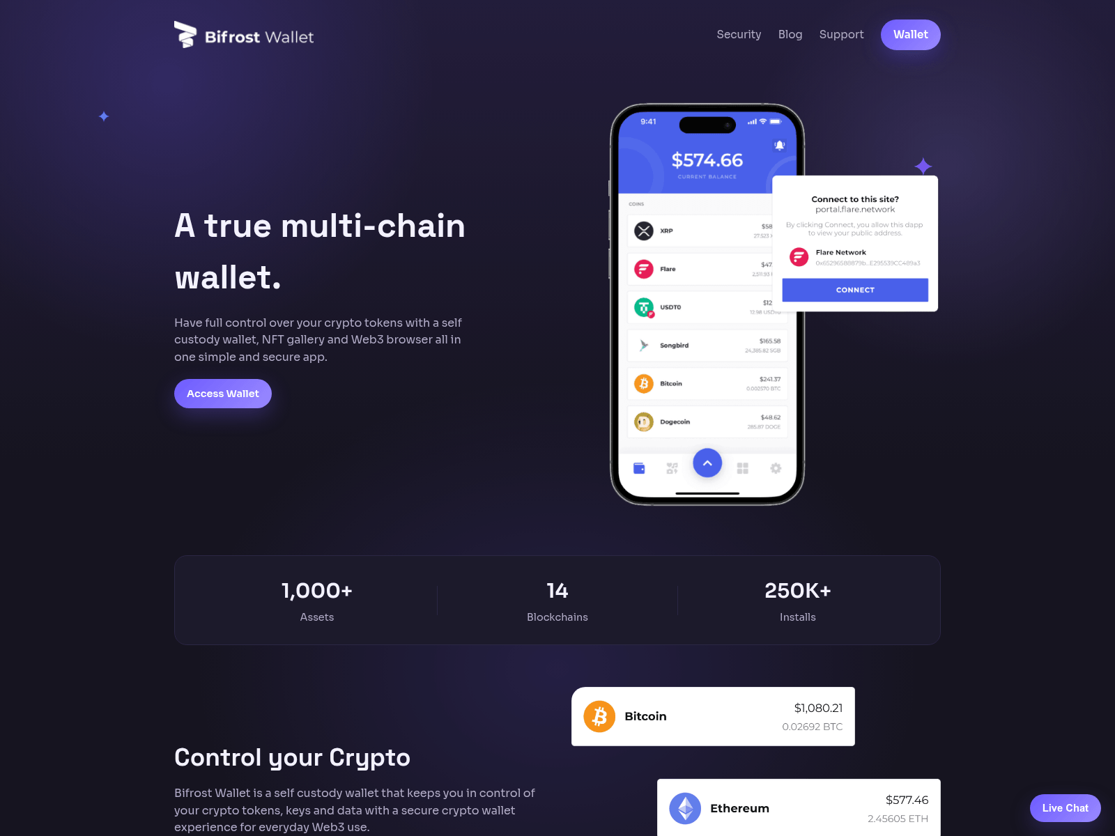 Screenshot of bitfrost.live