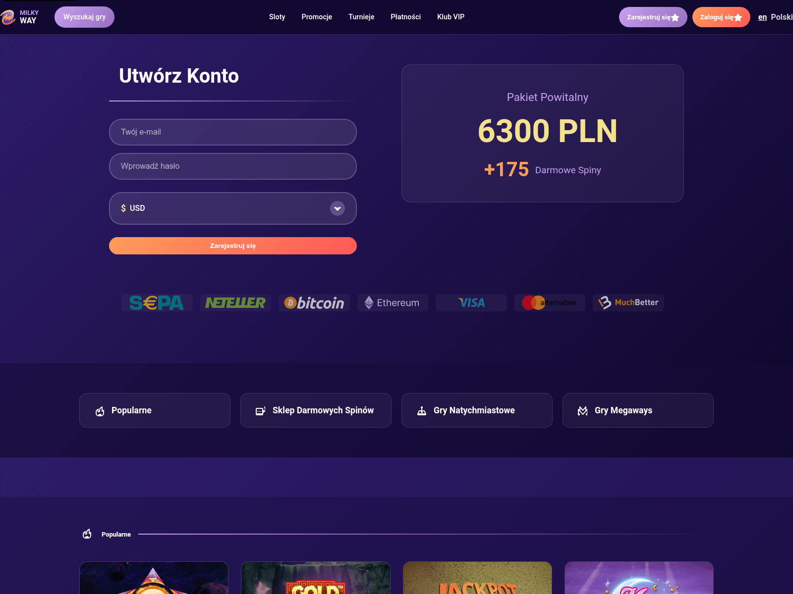 Screenshot of milkyway-casino.org