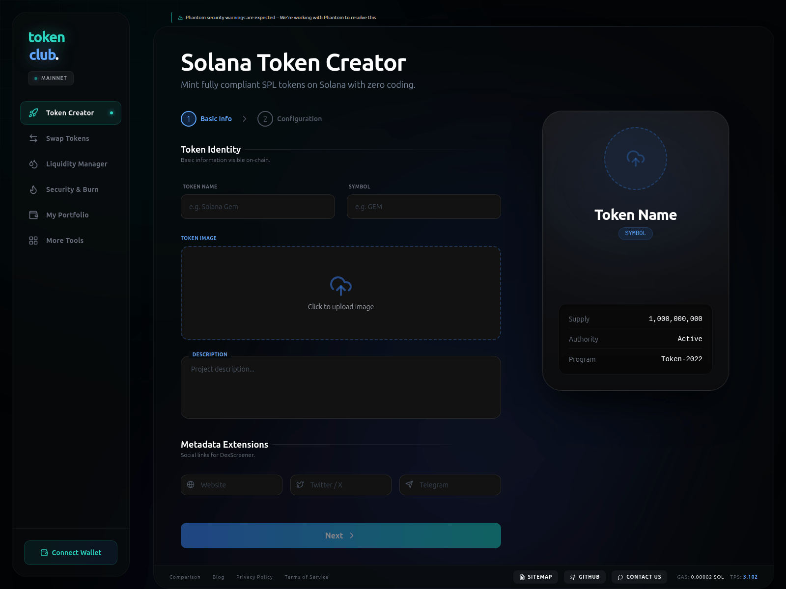 Screenshot of tokenclub.fun