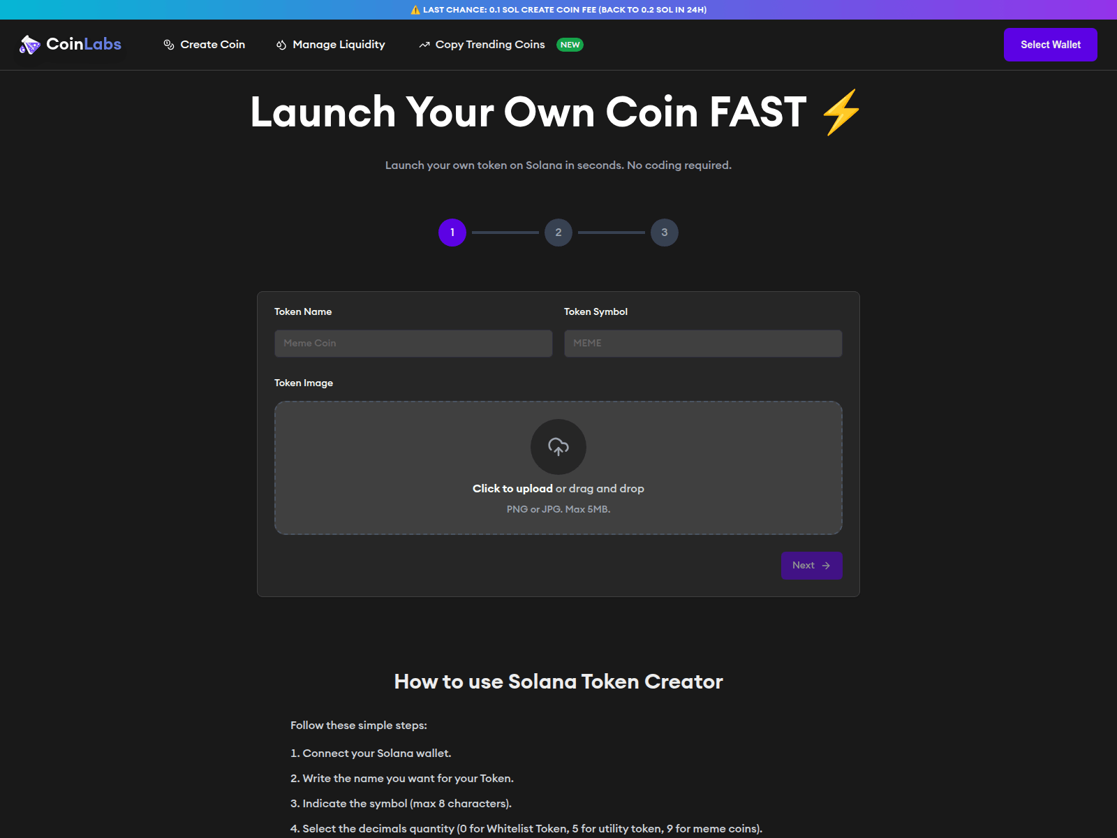 Screenshot of coinlabs.fun