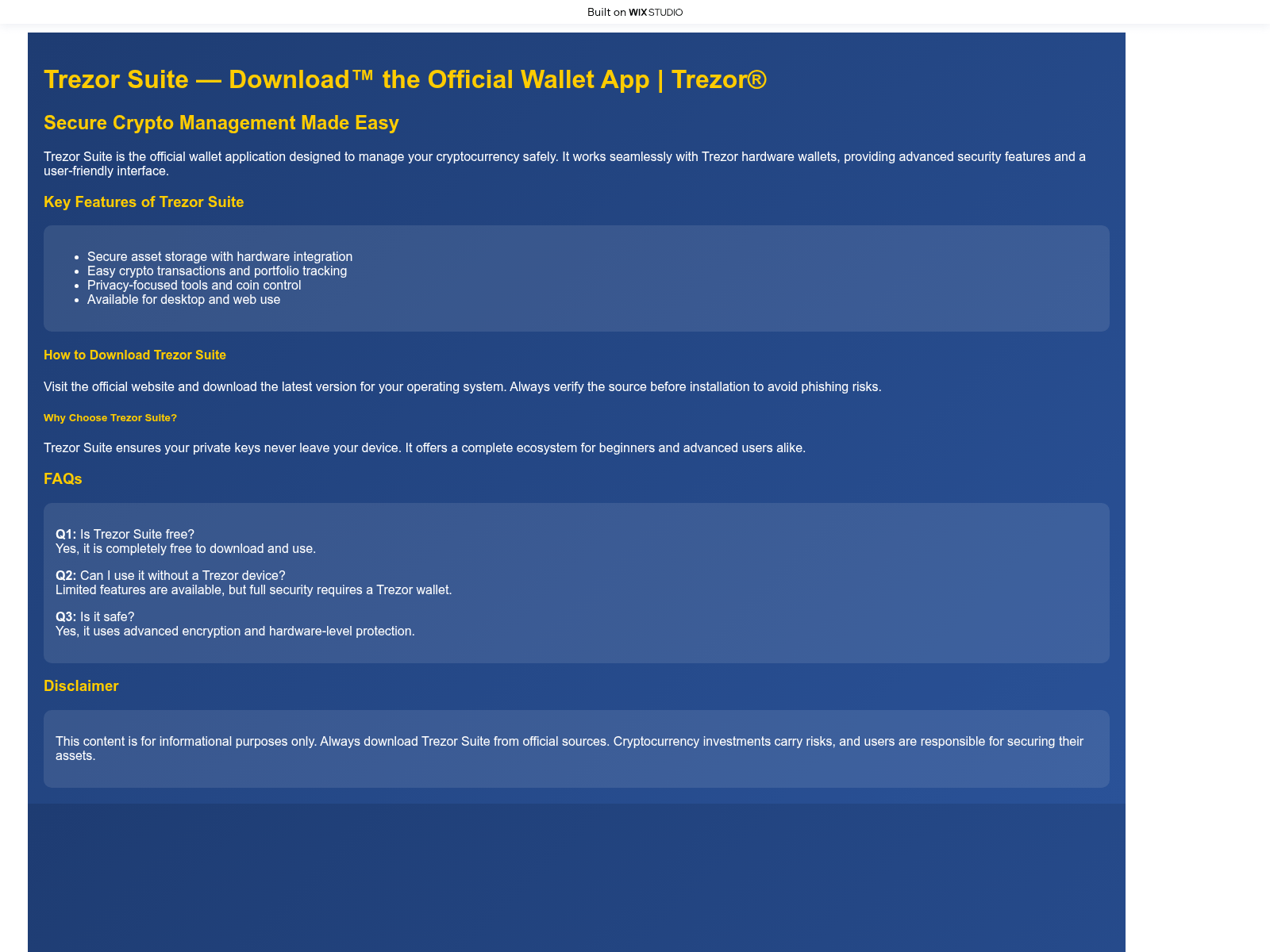 Screenshot of suiteapp-trezer.wixstudio.com
