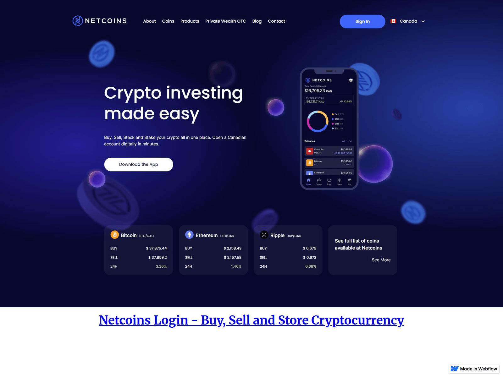 Screenshot of netcoinlogi-account.webflow.io