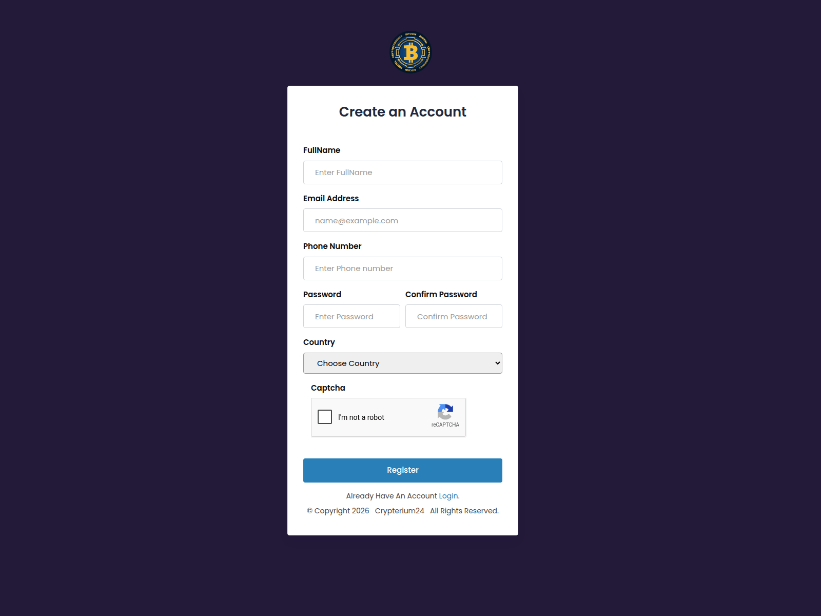 Screenshot of wallet.crypterium24.com