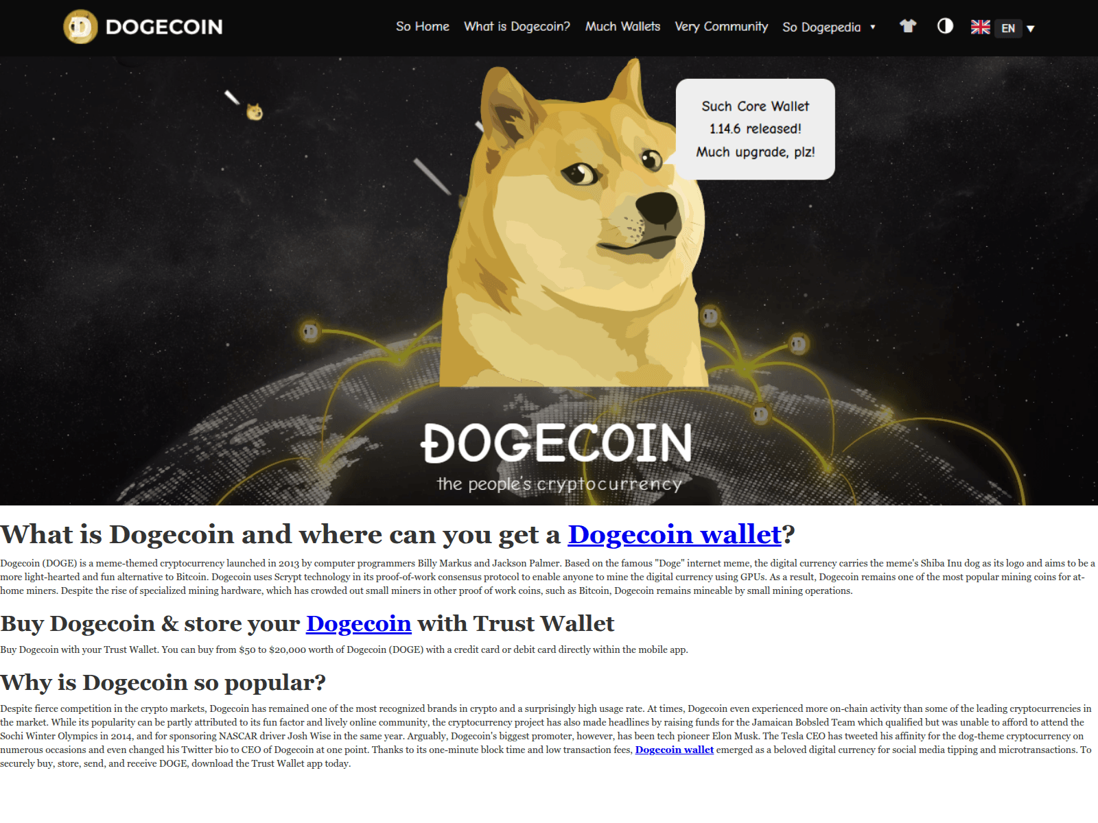 Screenshot of dogecoinewallets.webflow.io