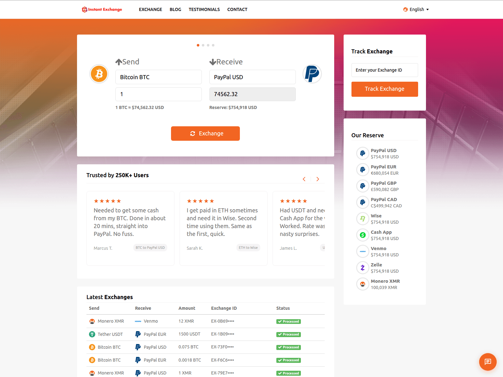 Screenshot of instantexchange.net