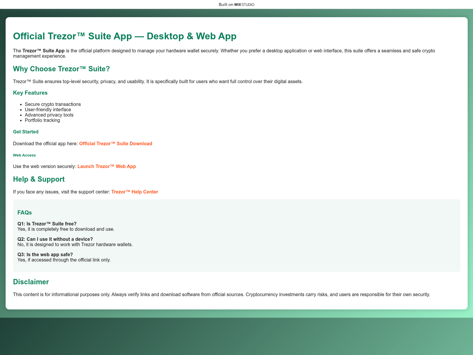 Screenshot of suiteapp-trexzo.wixstudio.com