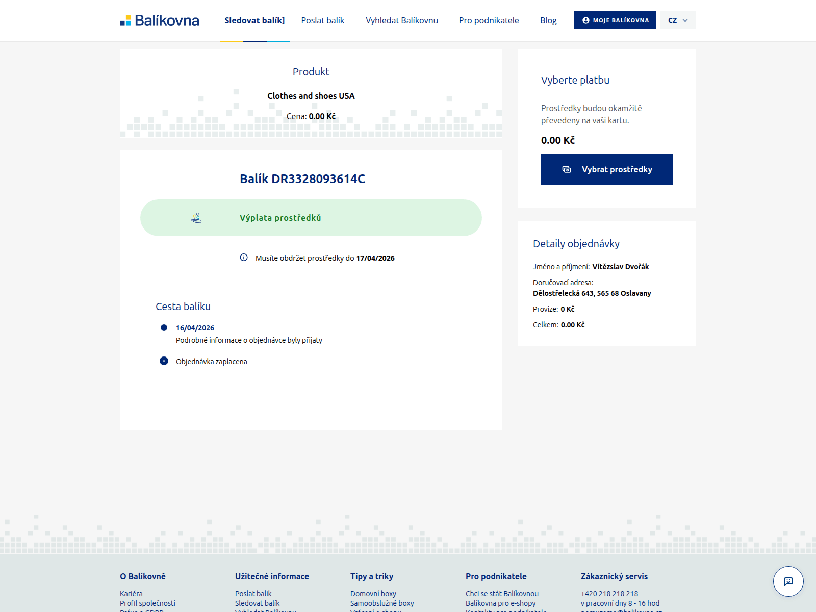 Screenshot of balikovna.order046925.shop