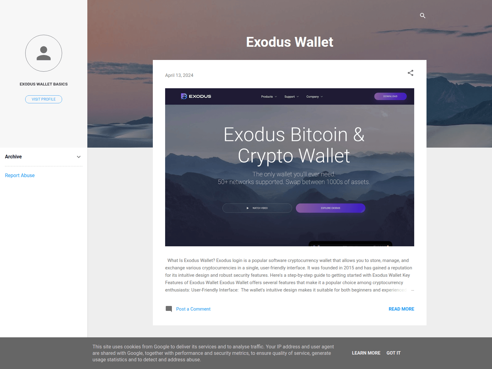 Screenshot of exodusdownload.blogspot.com