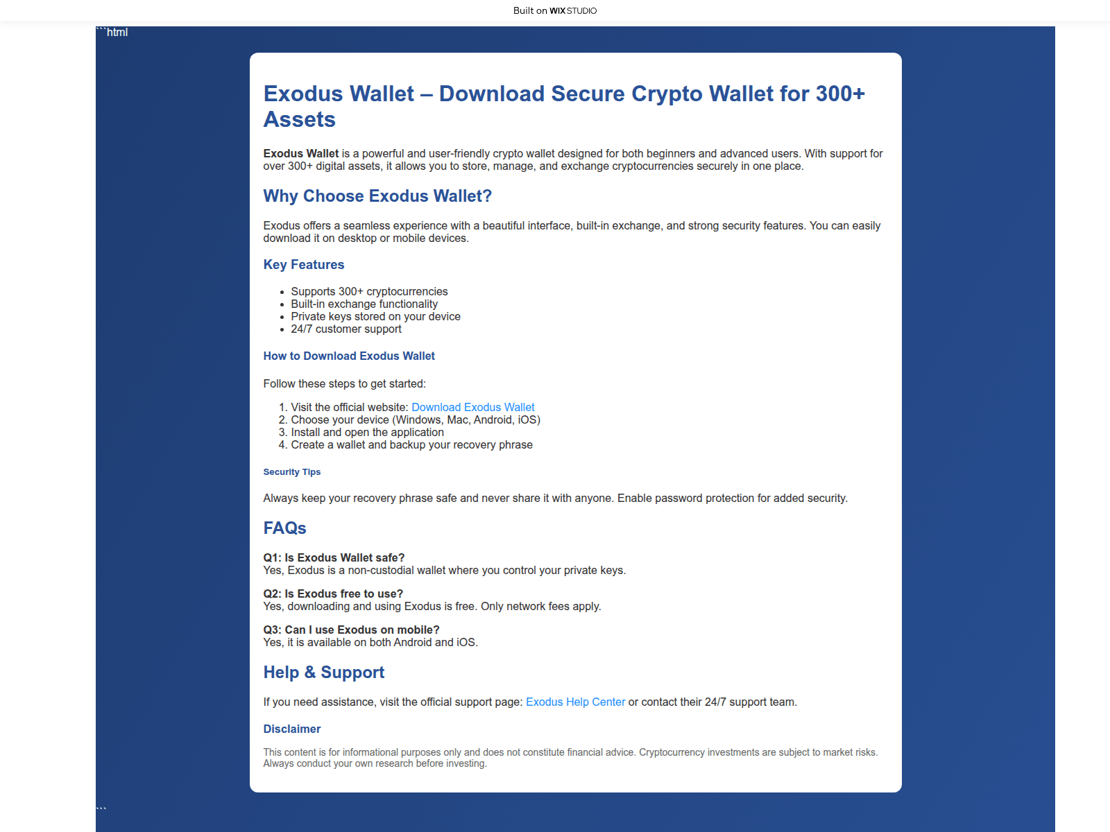 Screenshot of ext-exxodus.wixstudio.com