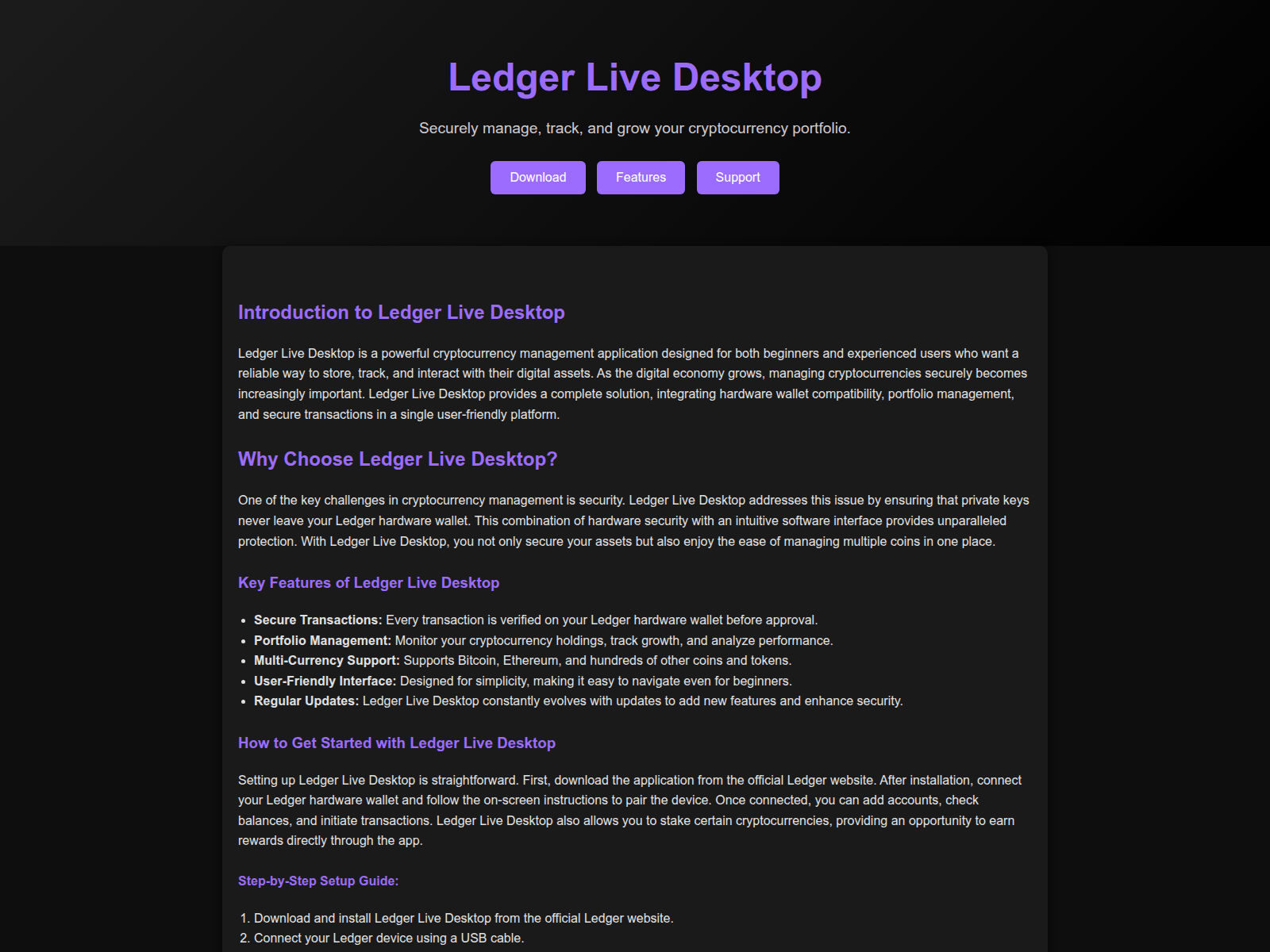 Screenshot of desktop-ledger-help.pages.dev