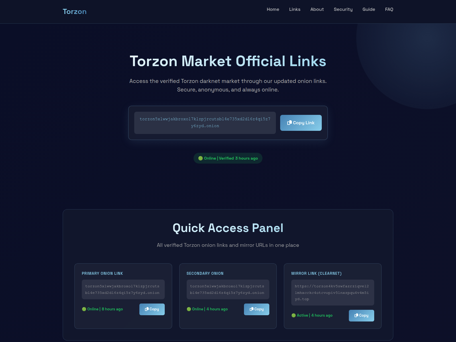 Screenshot of torzonmarketofficial.com