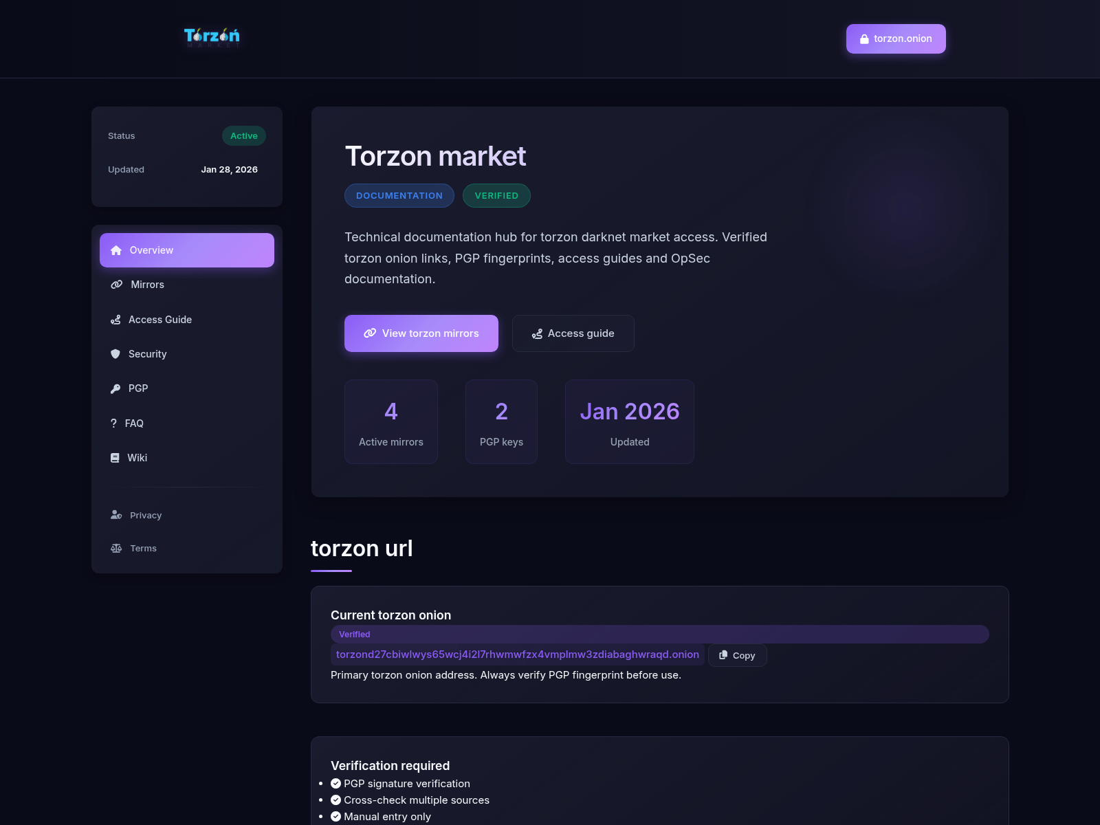 Screenshot of torzonmarketsite.com