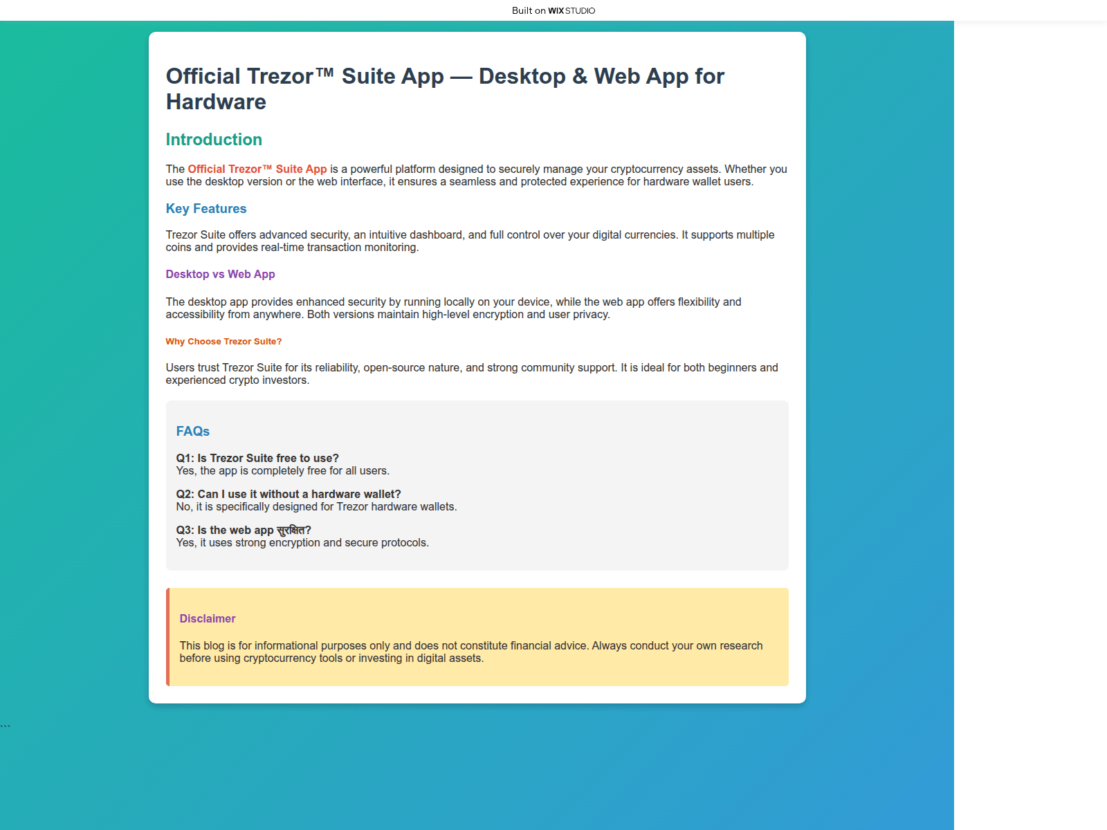 Screenshot of trexio-suitapp.wixstudio.com