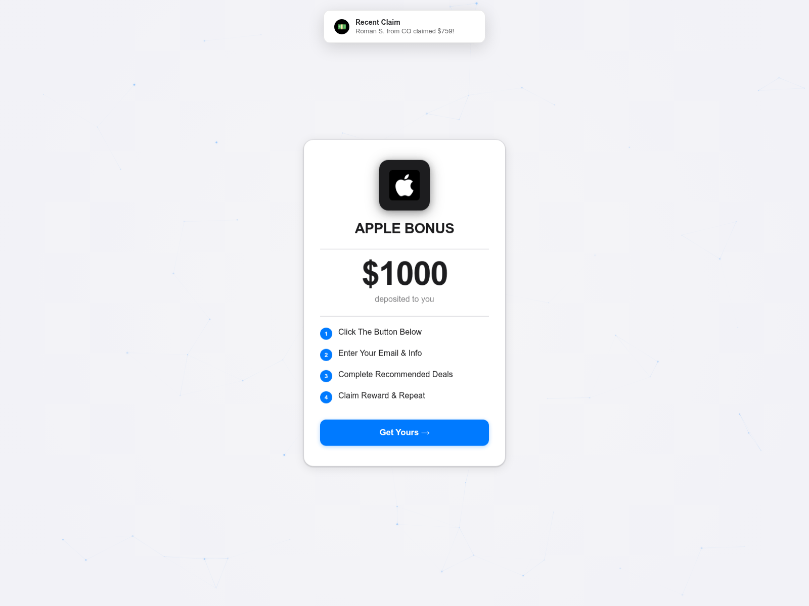 Screenshot of apple-bonus-lander.pages.dev