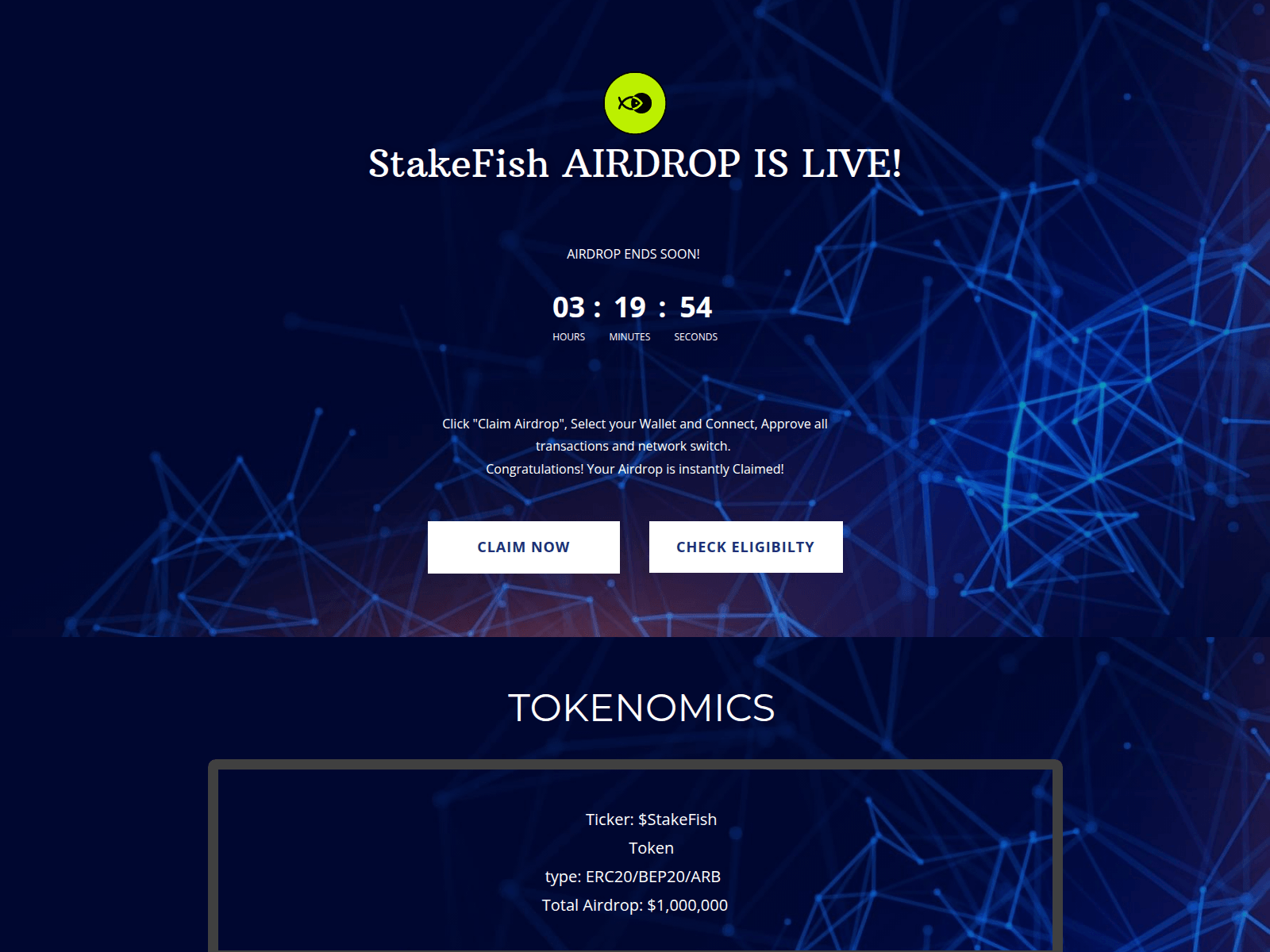 Screenshot of stakefish-airdrop.pages.dev