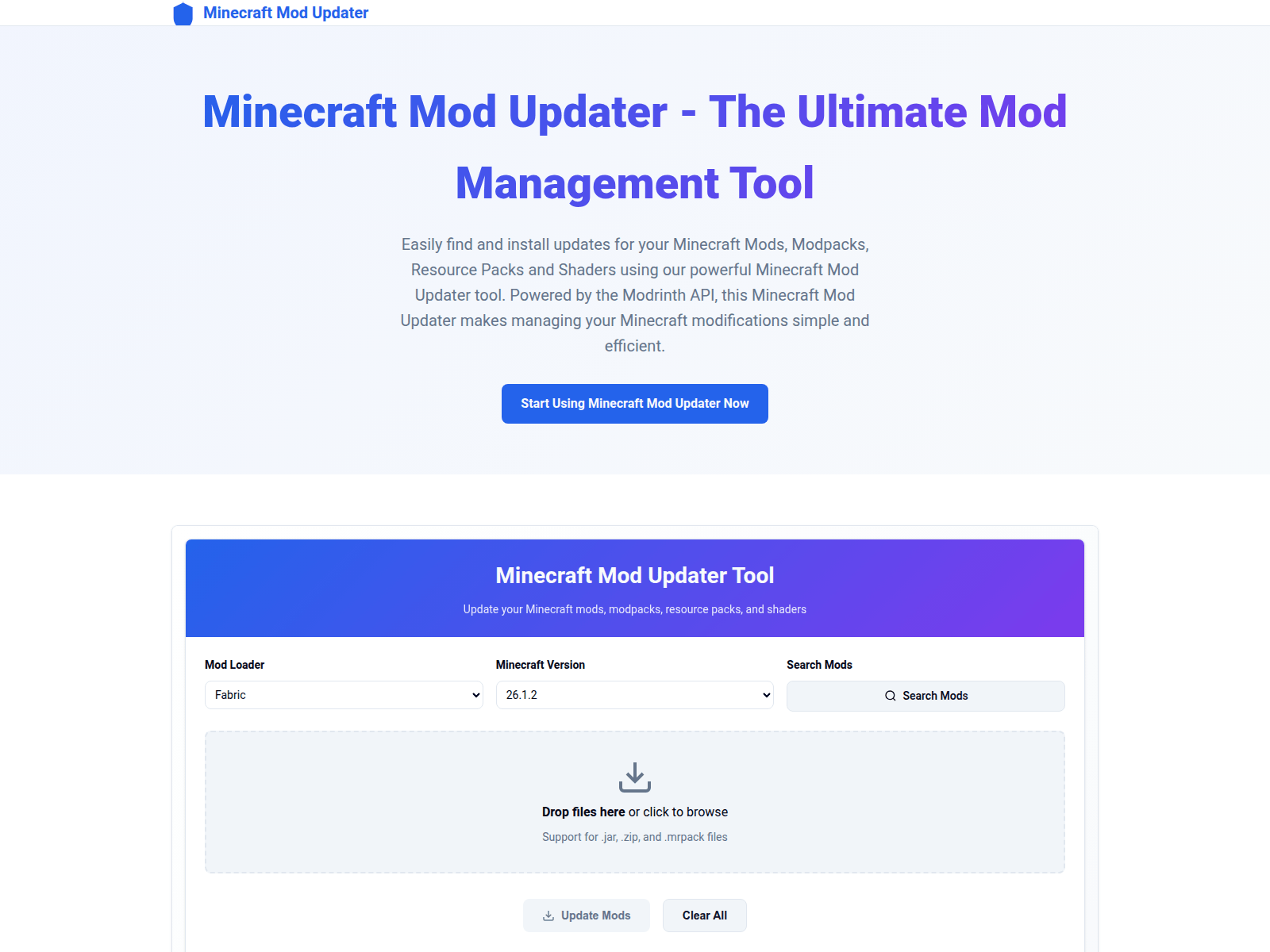 Screenshot of mcmodupdate.pages.dev