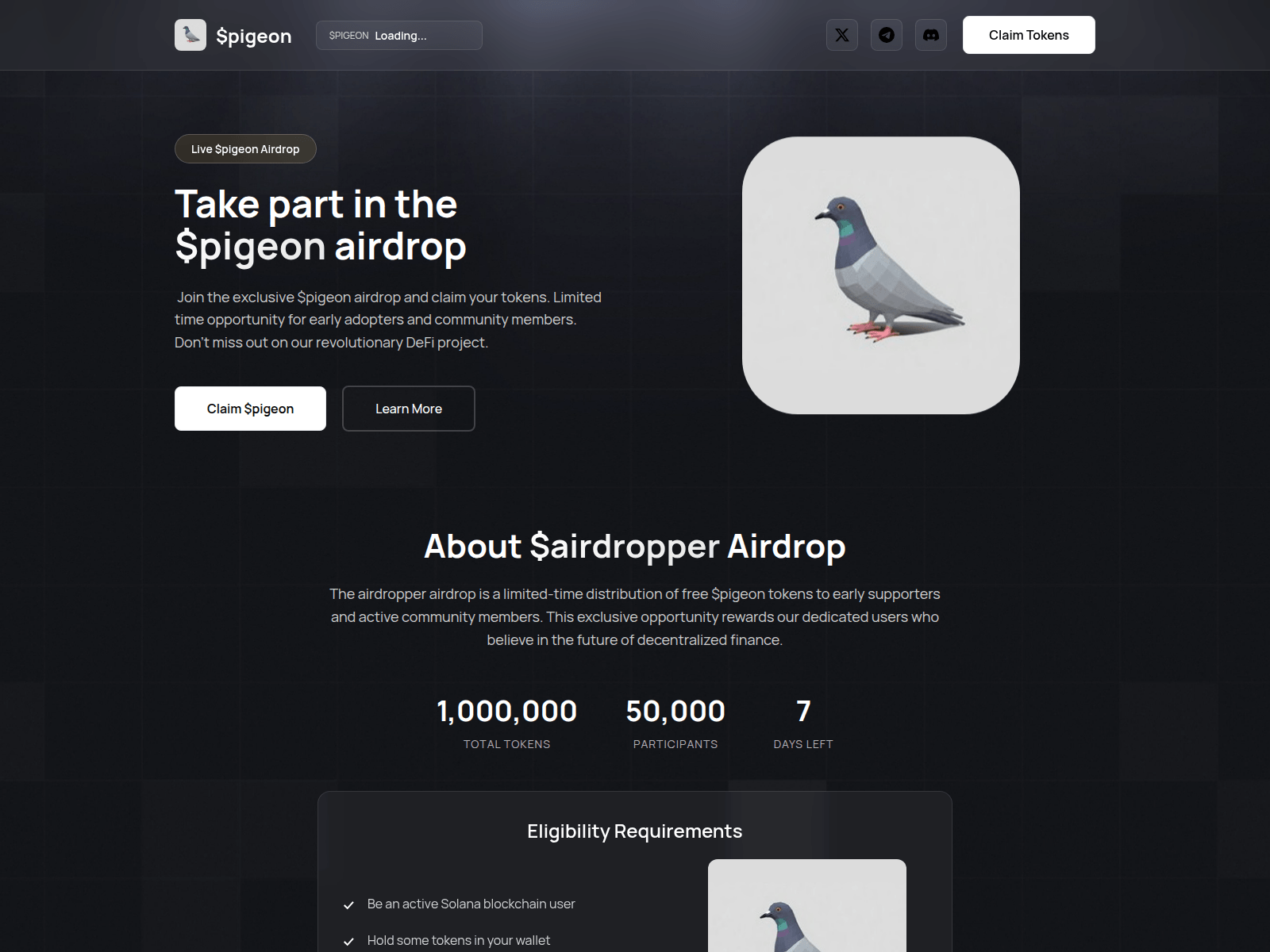 Screenshot of claim-pigeon.pages.dev