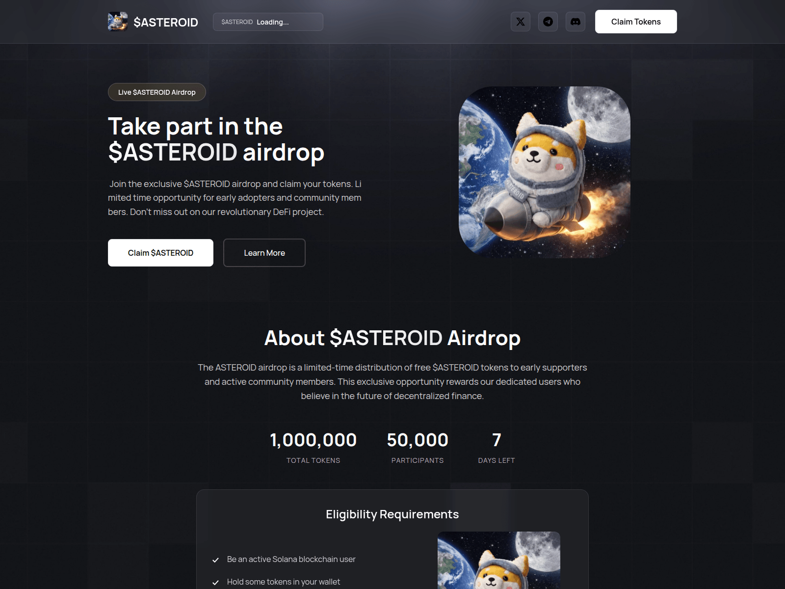 Screenshot of claim-asteroid.pages.dev