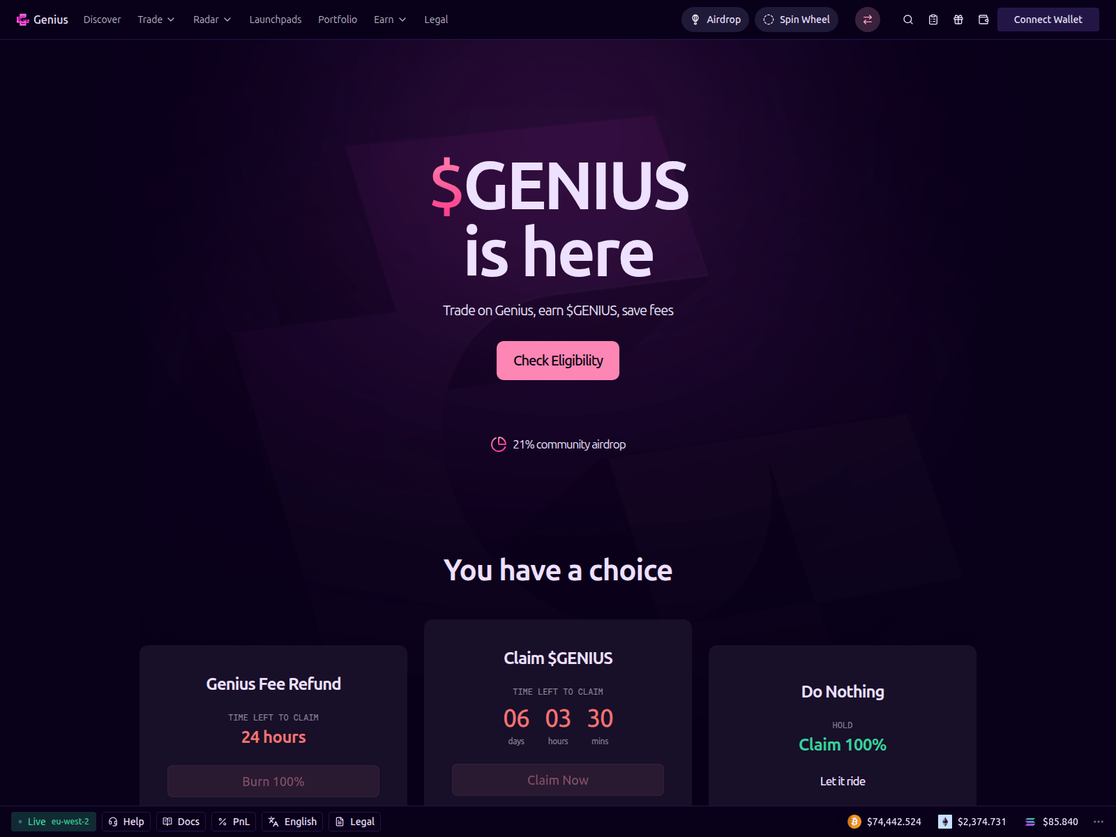 Screenshot of tradesgenius.xyz